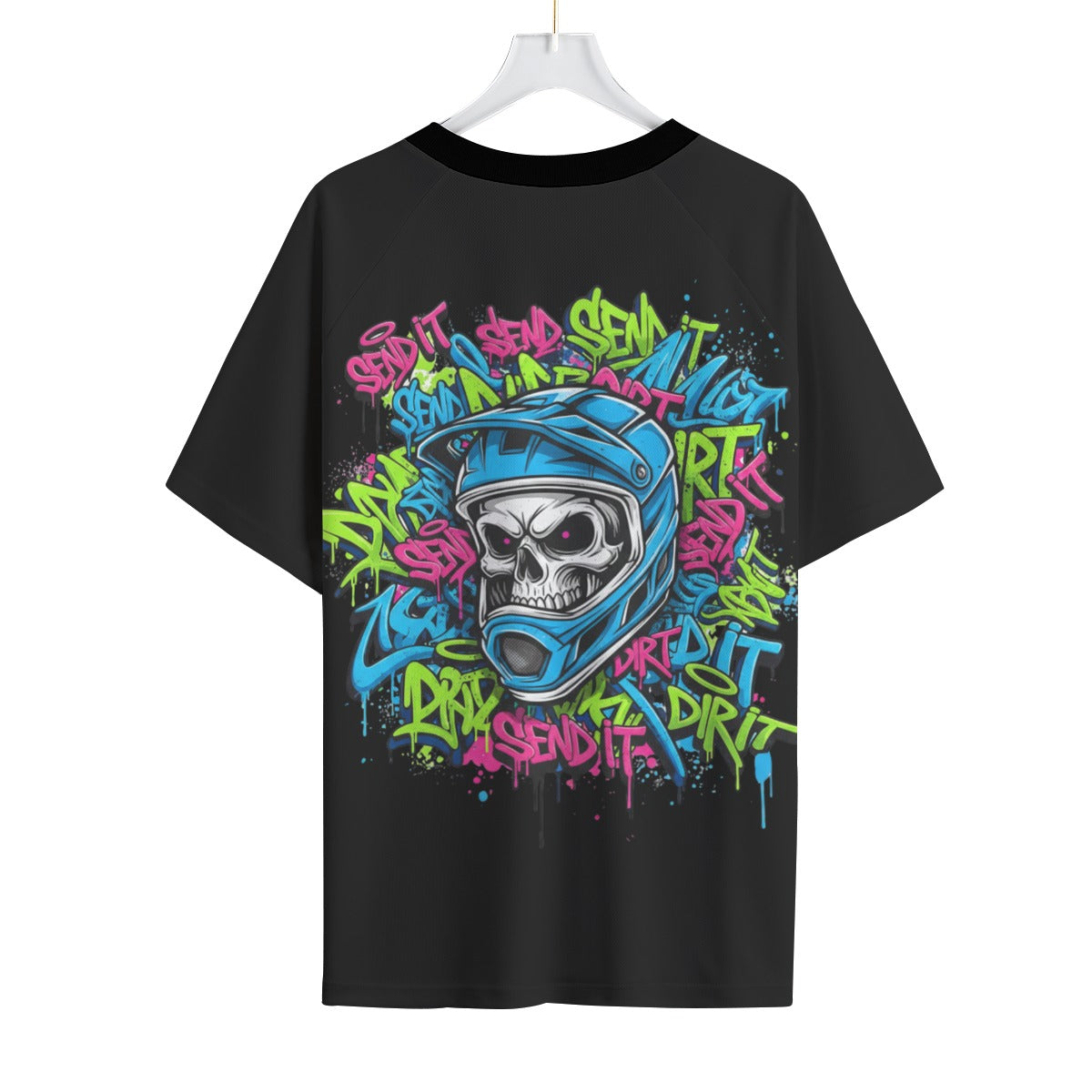 neon skull men's mountain bike short sleeve jersey