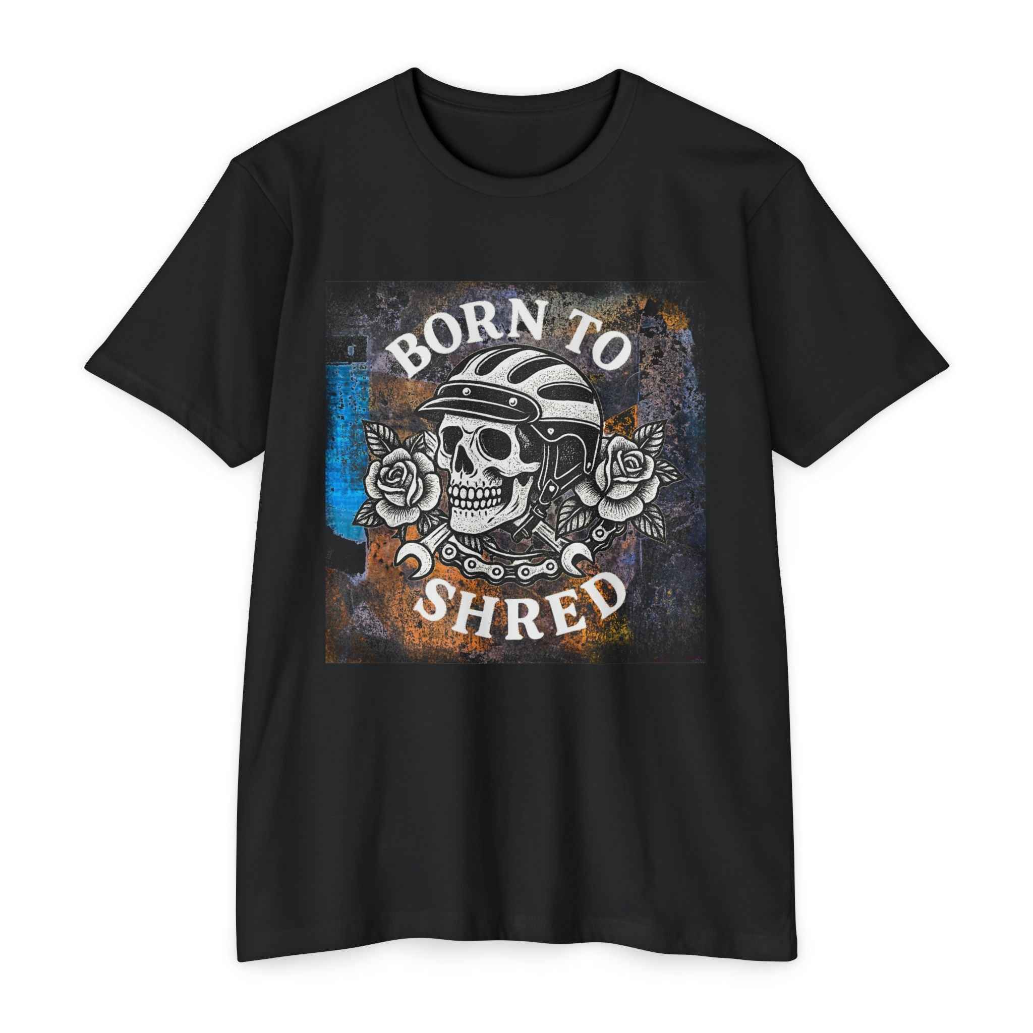 Black Skull Women's Tee with vintage biker skull artwork, oversized cotton shirt for cool casual and rock style outfits.