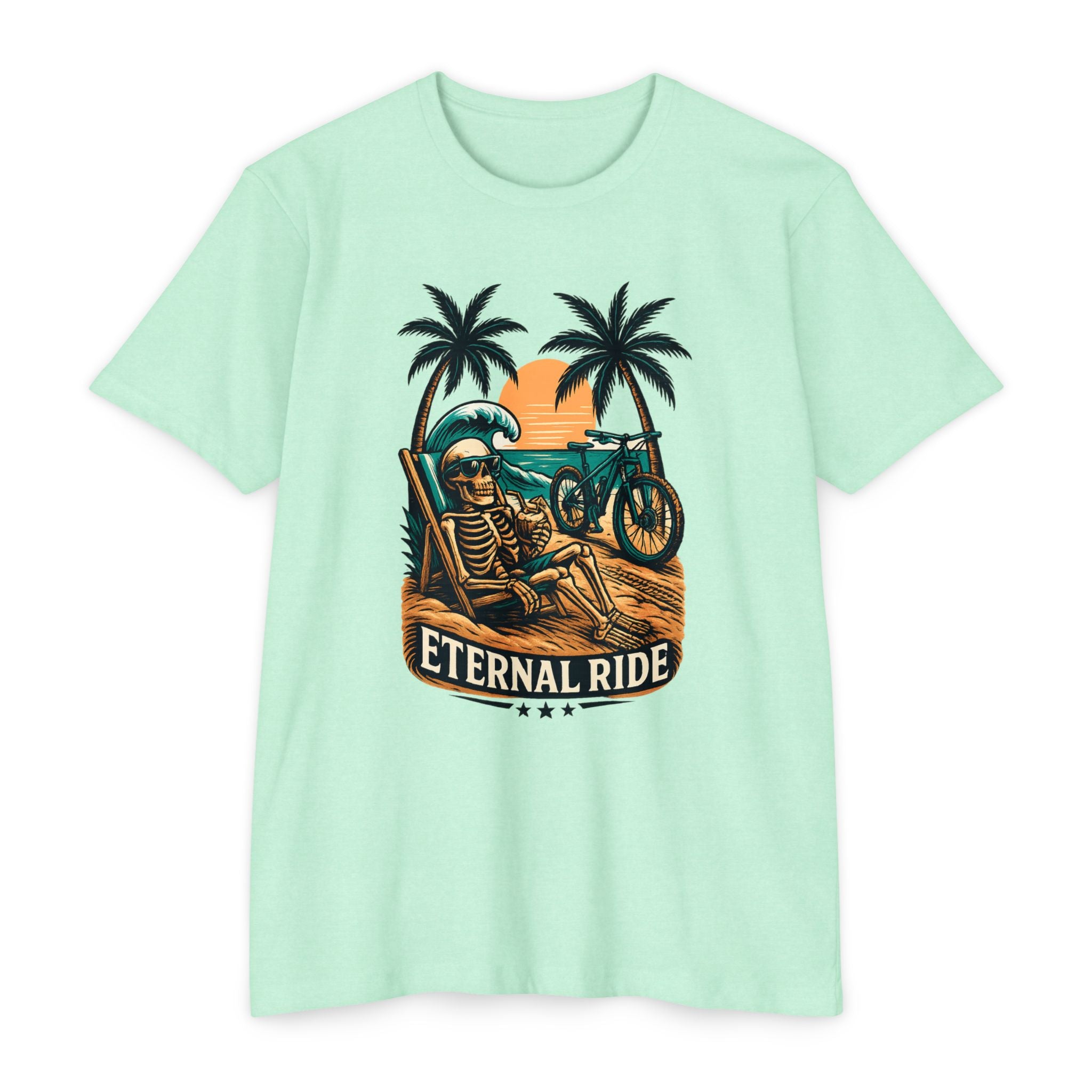 Eternal Ride – Single Track Dreamer Skeleton Beach Men's CVC Jersey T-Shirt