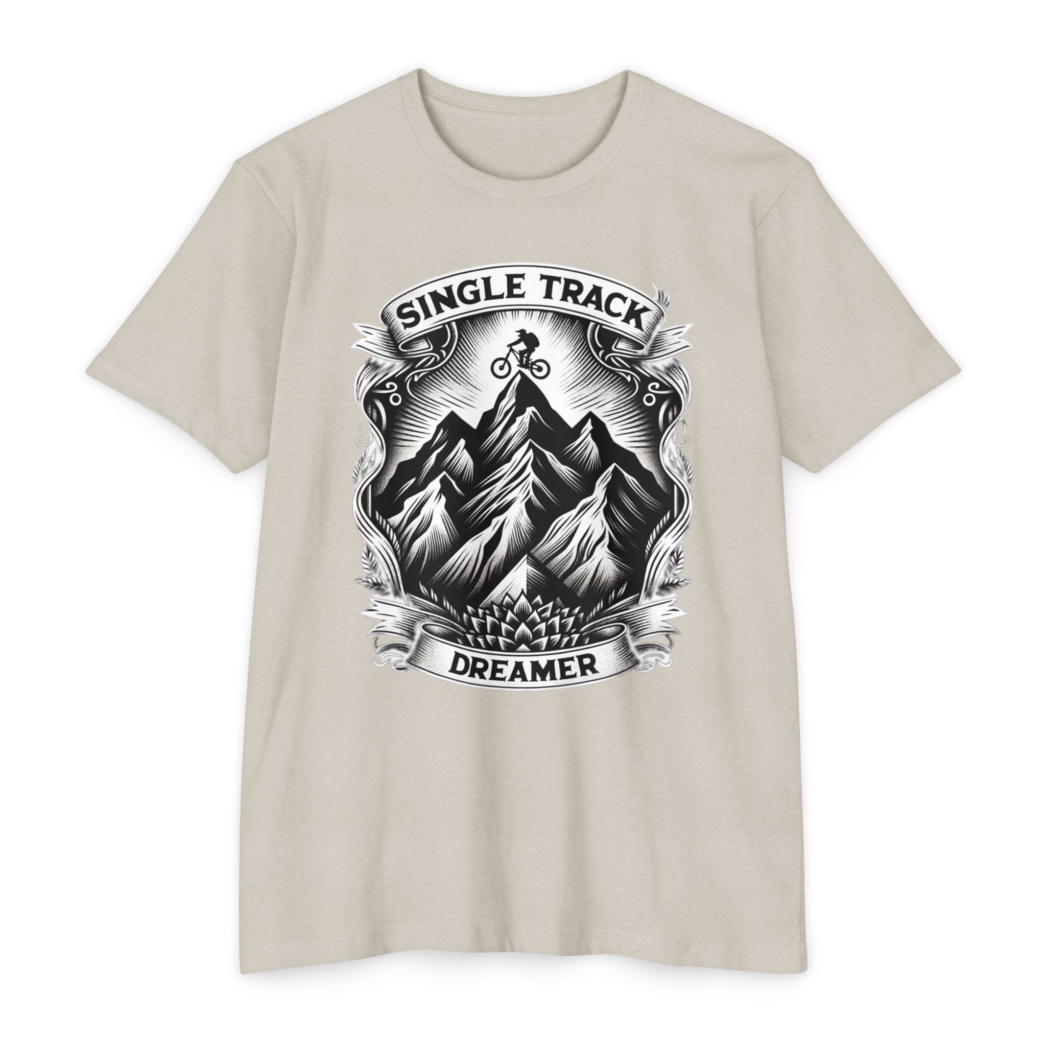 Summit Rider – Single Track Dreamer Mountain Peaks Unisex CVC Jersey T-Shirt