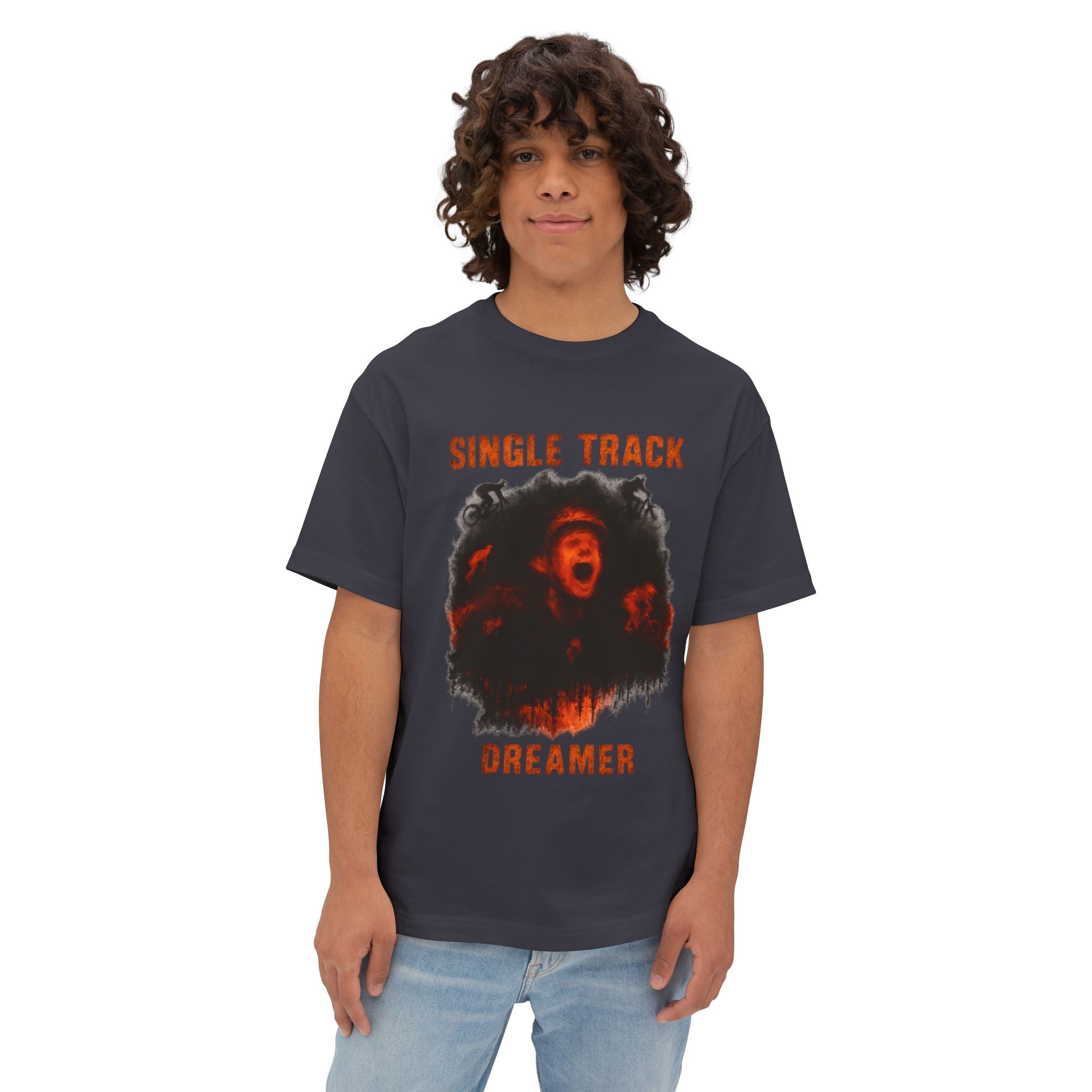 Single Track Dreamer Oversized Tee - Men's Graphic T-Shirt for Mountain Bikers