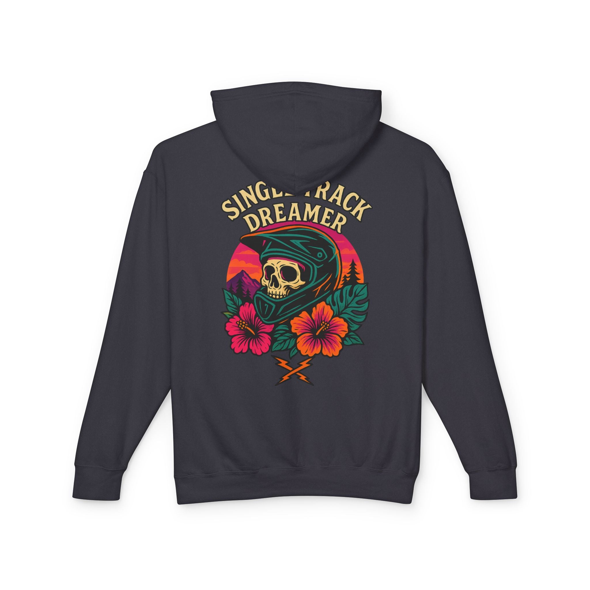 Skull-Sunset Lightweight Hoodie – Single Track Dreamer