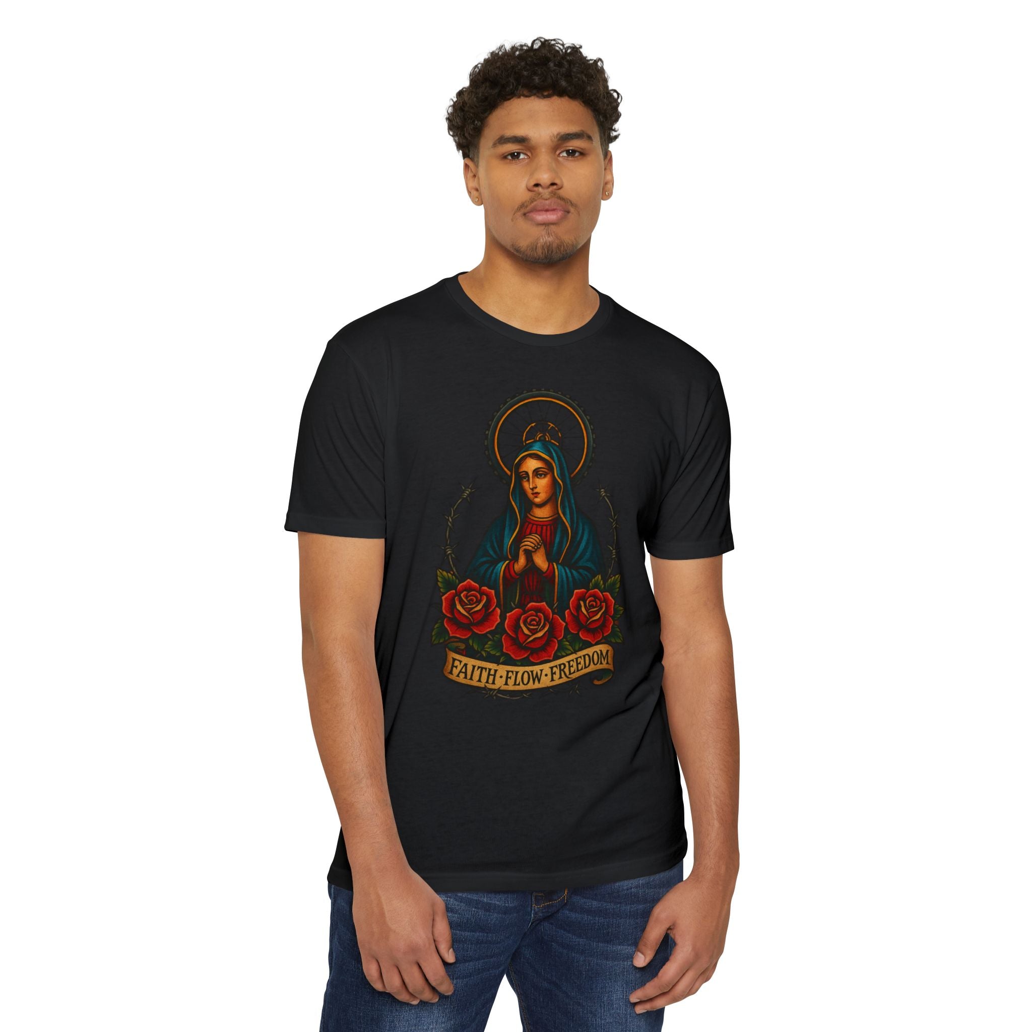 Faith Flow Freedom Men's Short Sleeve Tee - Inspirational Graphic T-Shirt