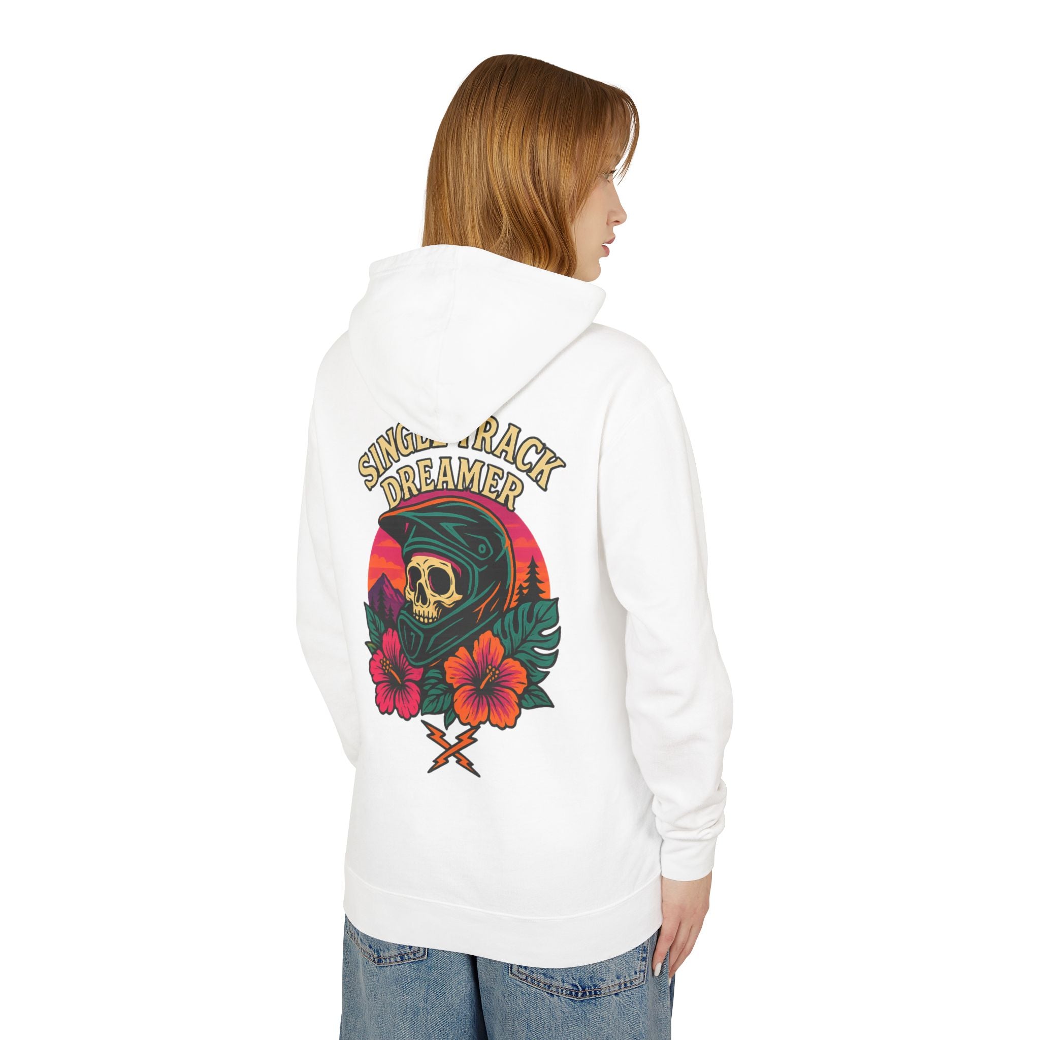 Skull-Sunset Lightweight Hoodie – Single Track Dreamer