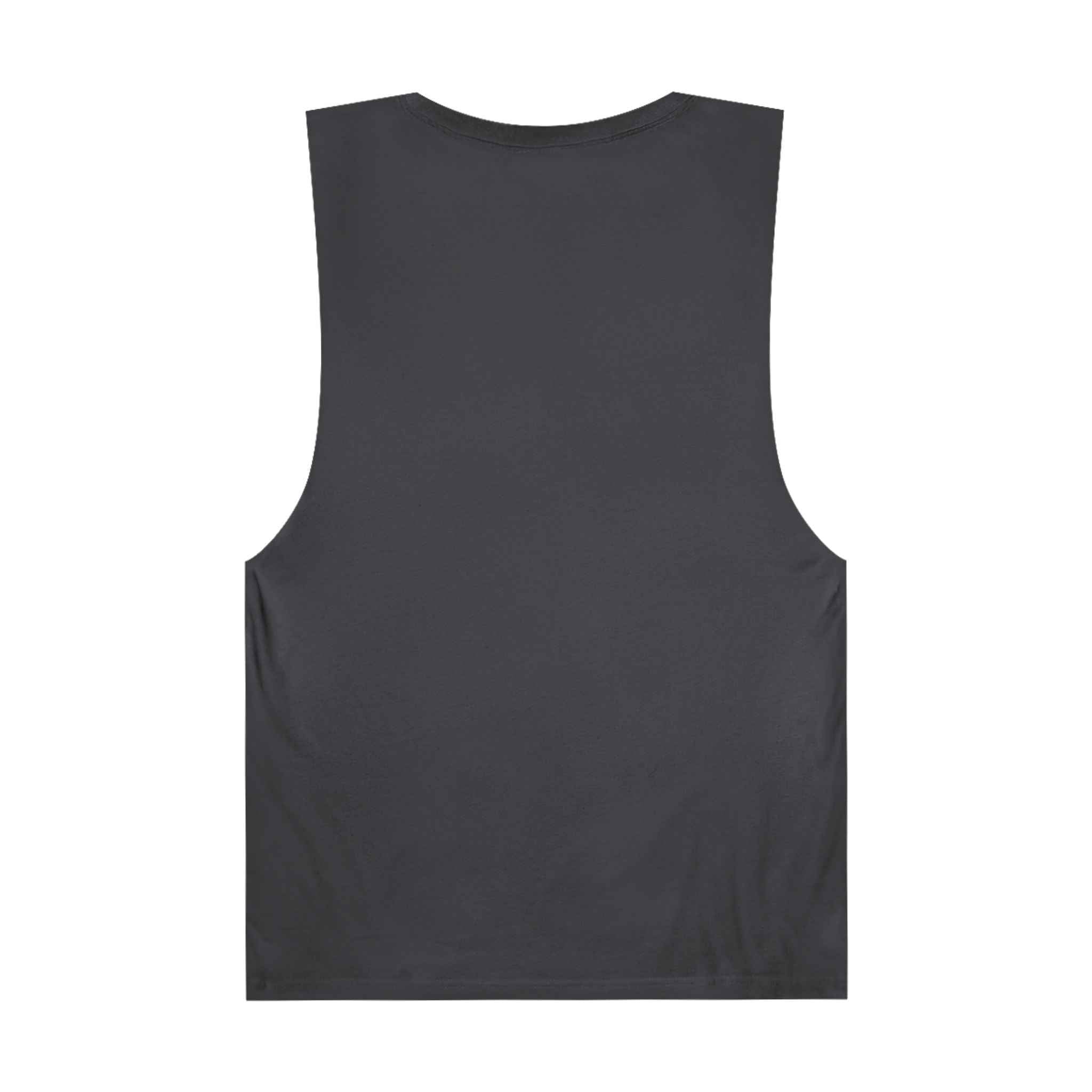 Back view of the Trail to Oblivion men's sleeveless workout tank in solid dark color, showcasing a clean and minimal design.