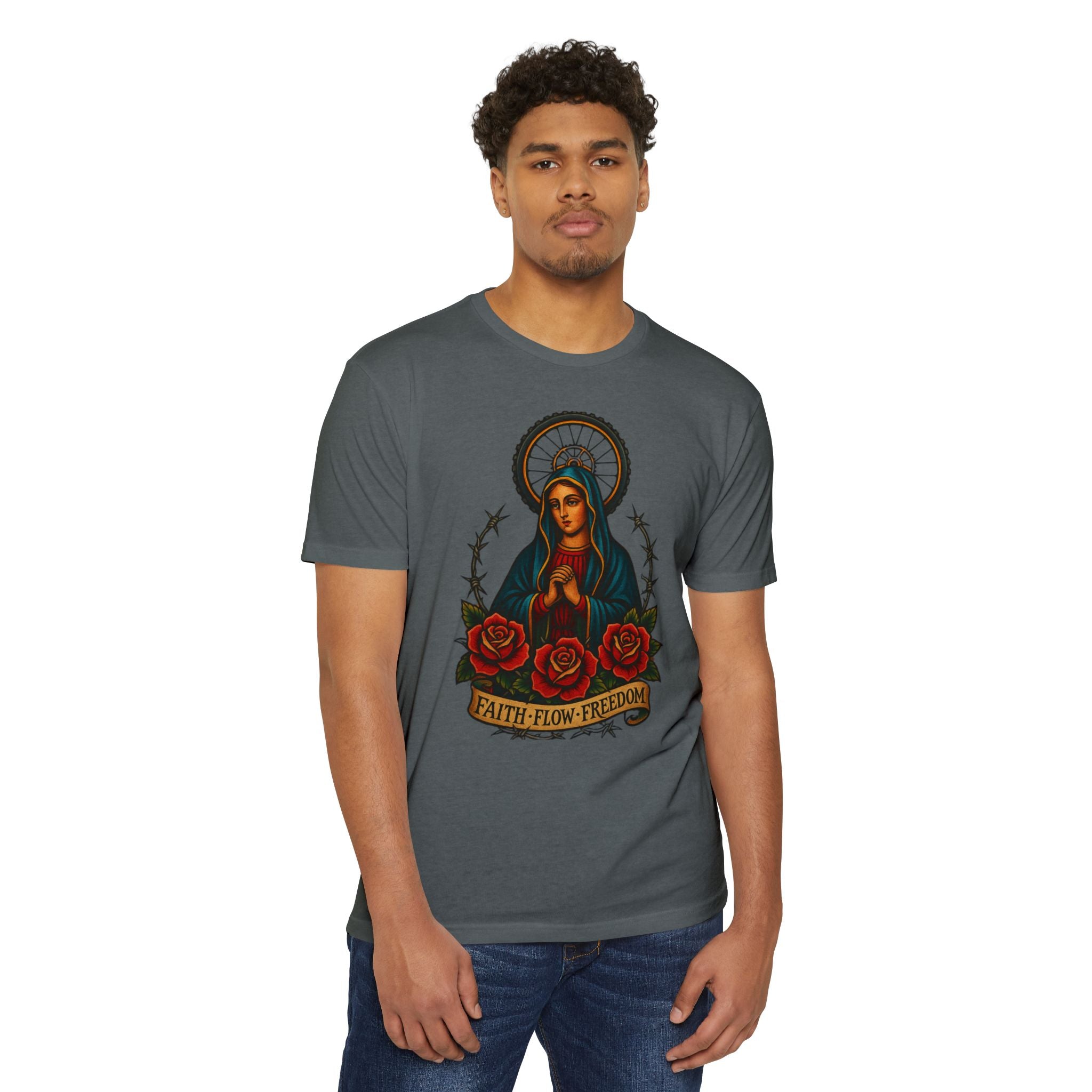 Faith Flow Freedom Men's Short Sleeve Tee - Inspirational Graphic T-Shirt