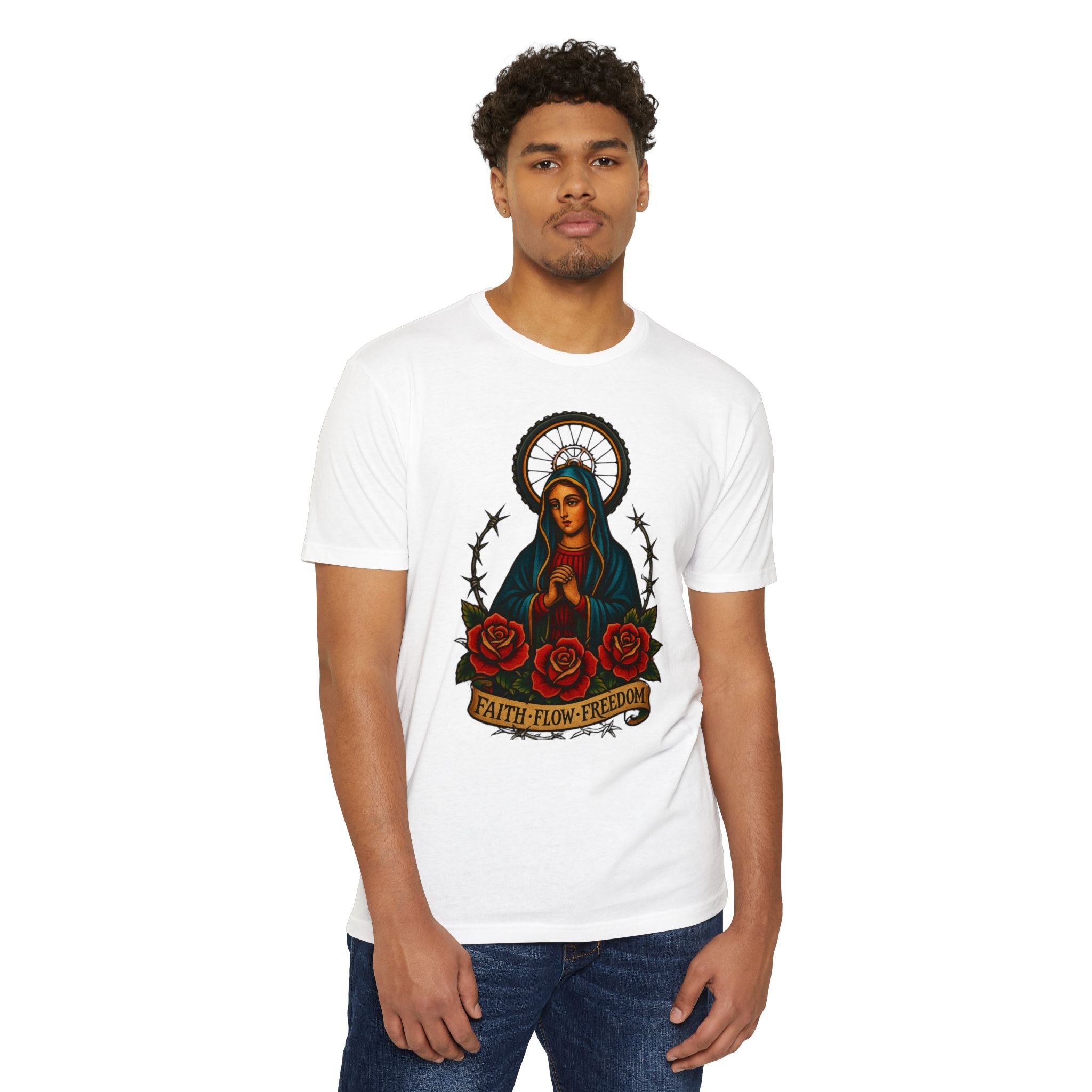Faith Flow Freedom Men's Short Sleeve Tee - Inspirational Graphic T-Shirt