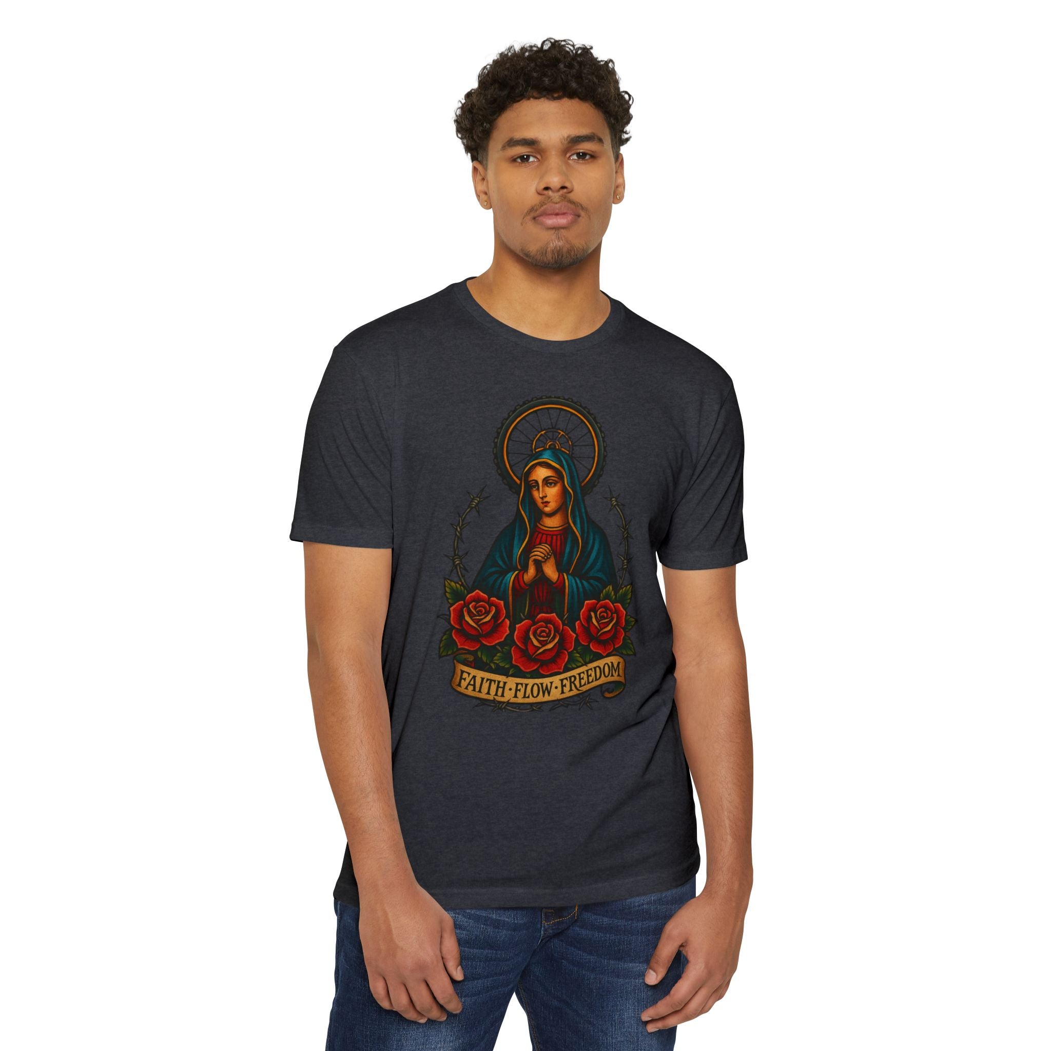 Faith Flow Freedom Men's Short Sleeve Tee - Inspirational Graphic T-Shirt