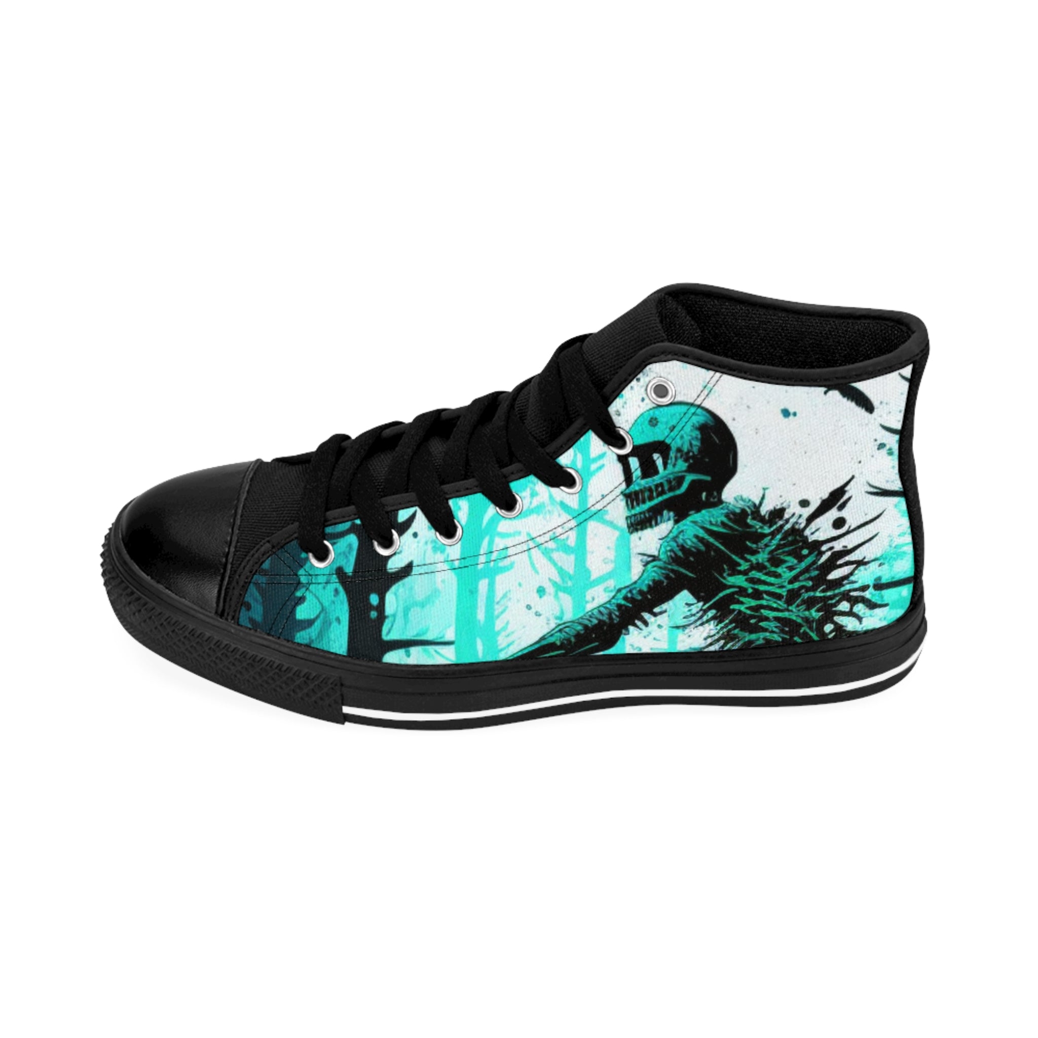 Men’s MTB Forest Splash High-Top Sneakers – Bold Rider Art, Durable Nylon Canvas