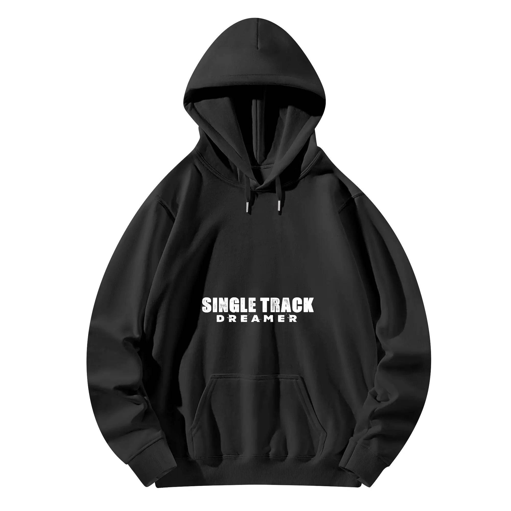 a black hoodie with the words single track breaker printed on it