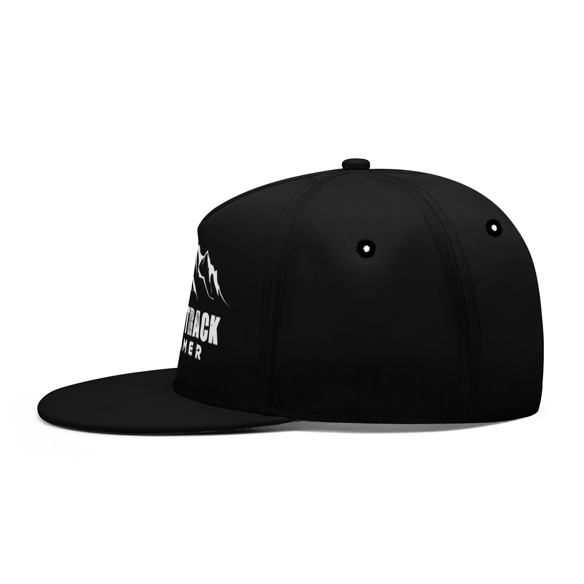 a black hat with a white logo on it
