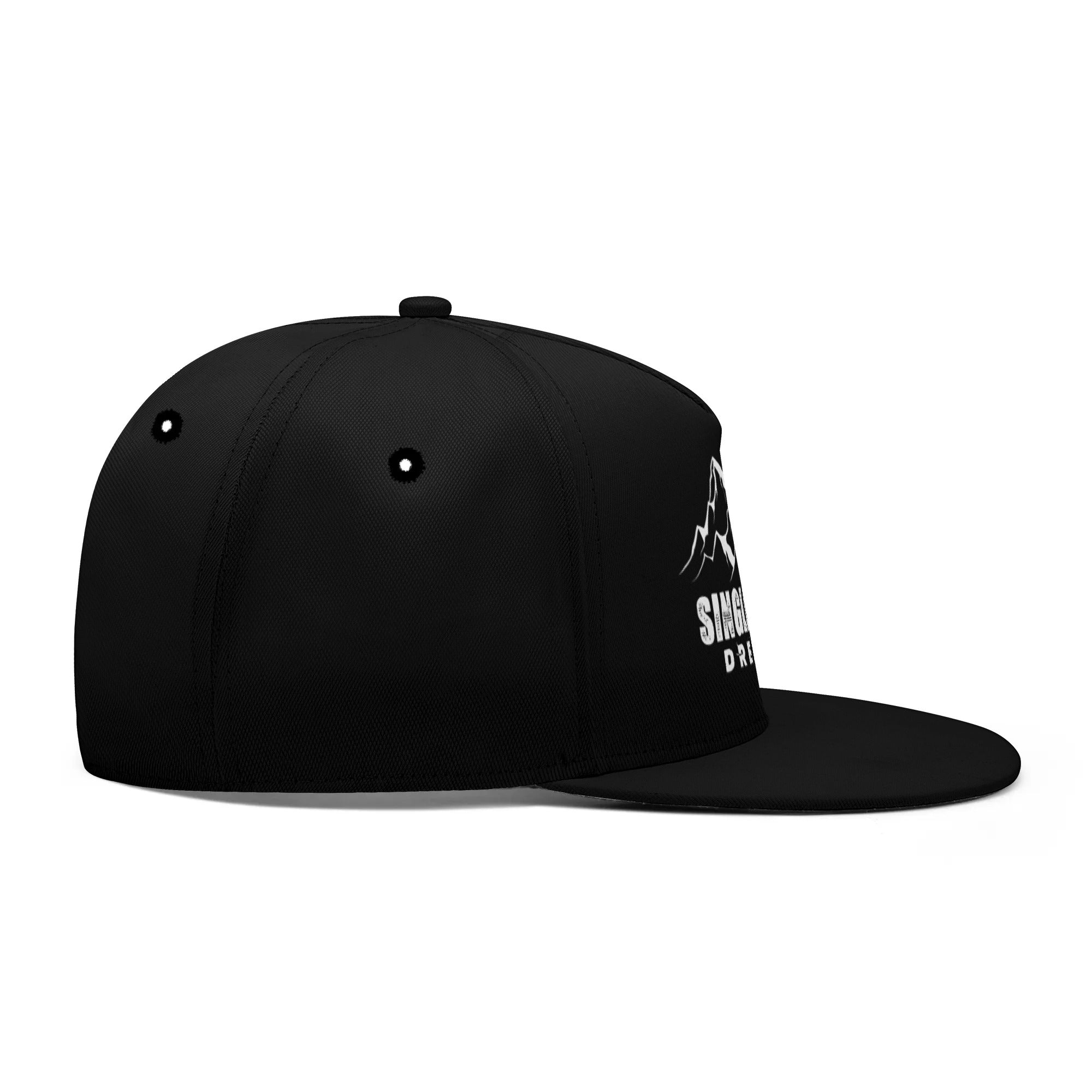a black hat with a white logo on it
