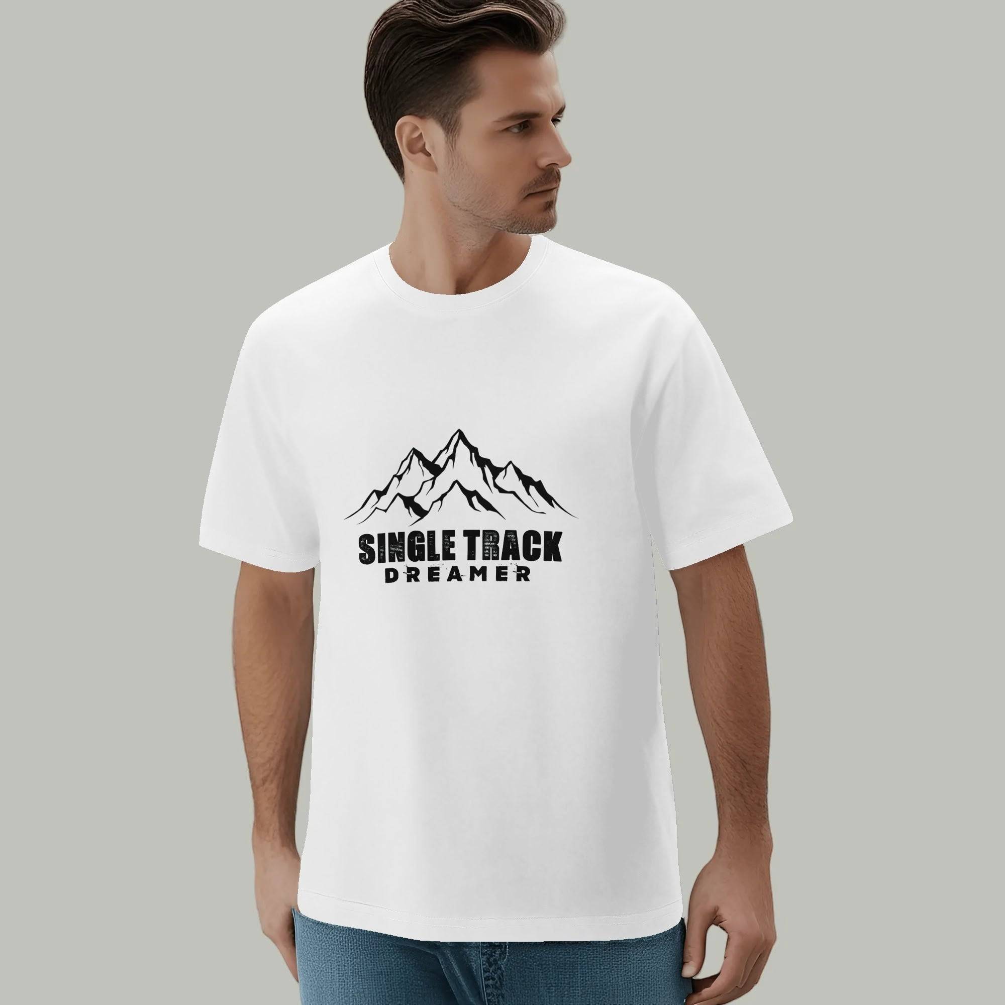 Mens T-Shirt | Single Track Dreamer Mountain, White