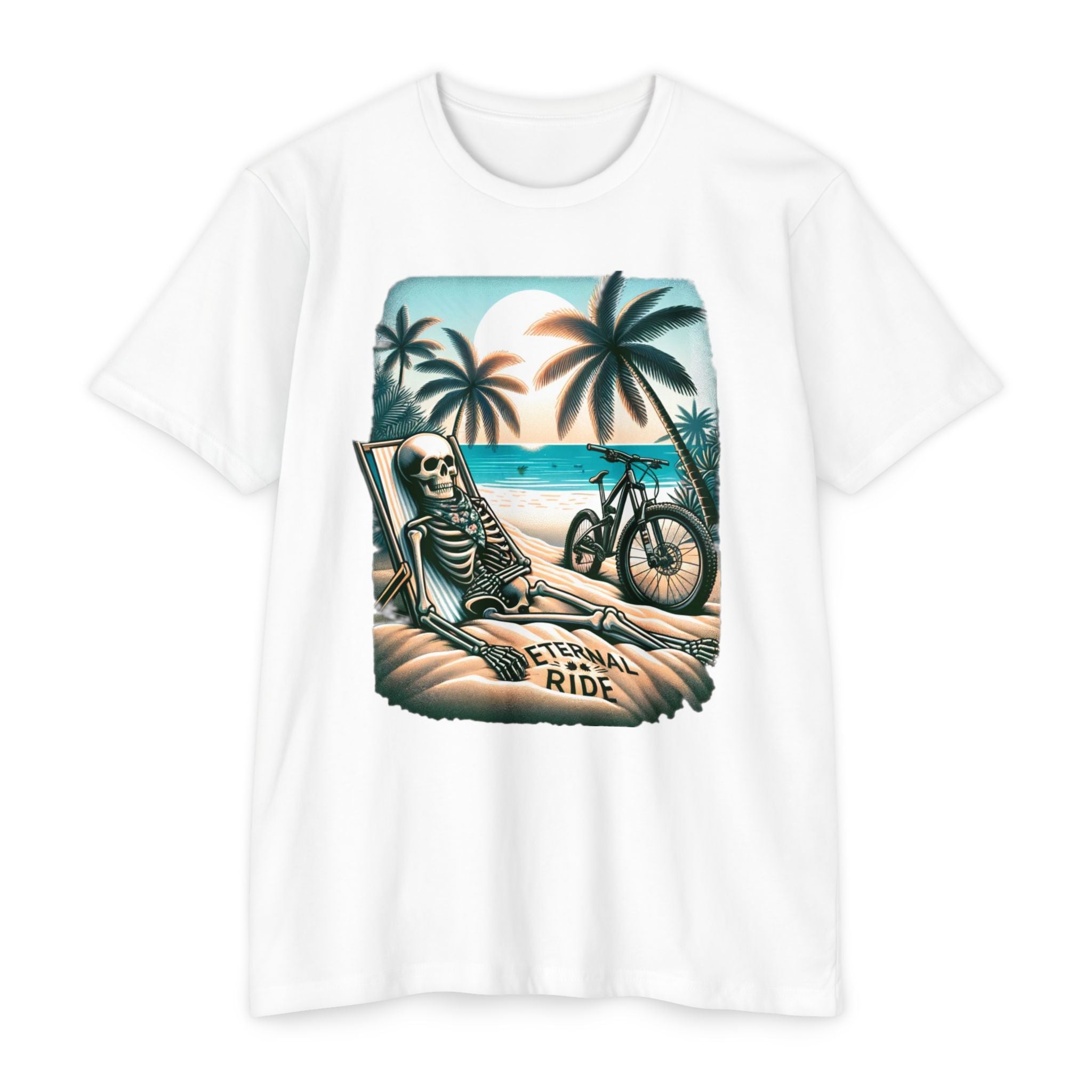 Eternal Ride – Single Track Dreamer Skeleton Beach Men's CVC Jersey T-Shirt