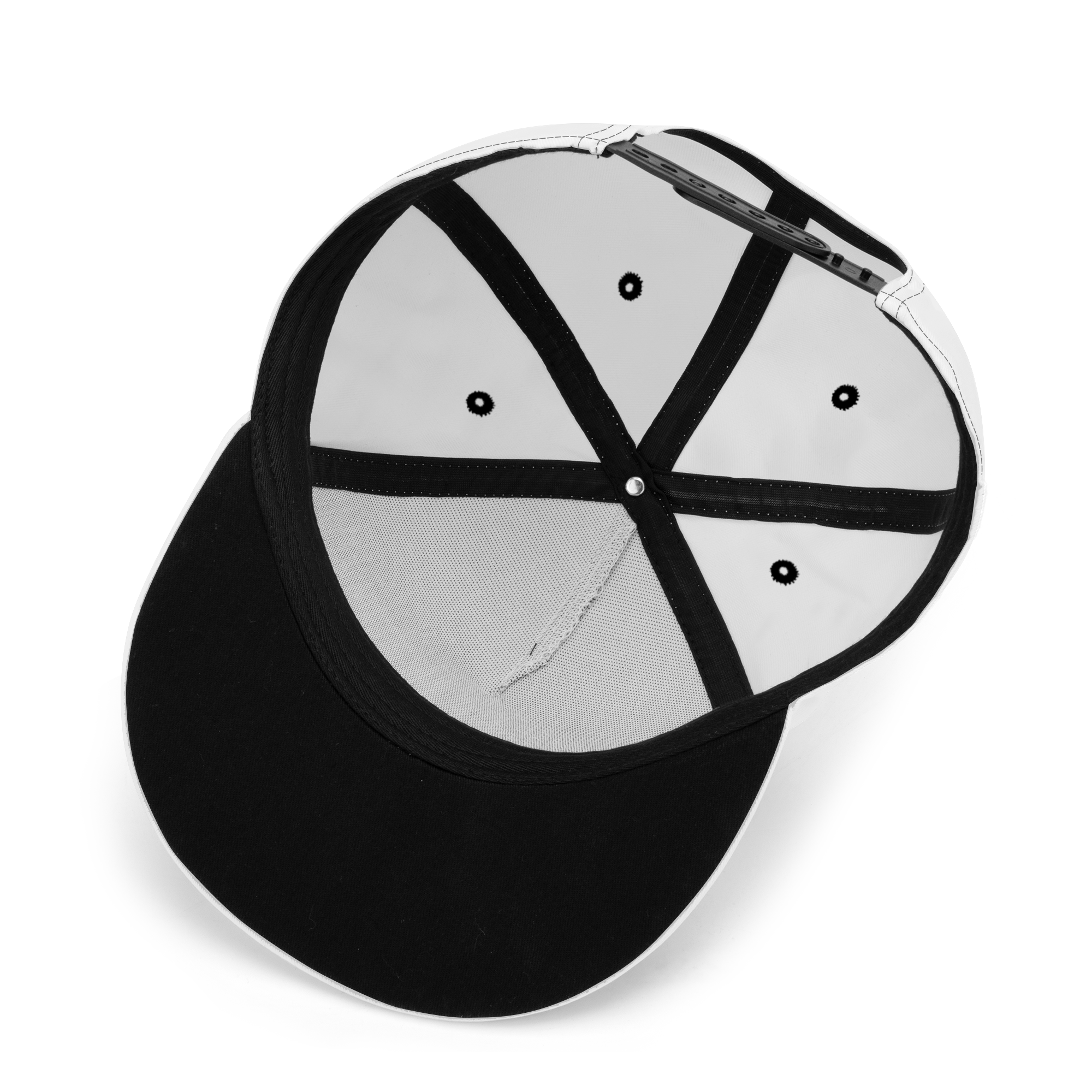 a black and white hat with a black band