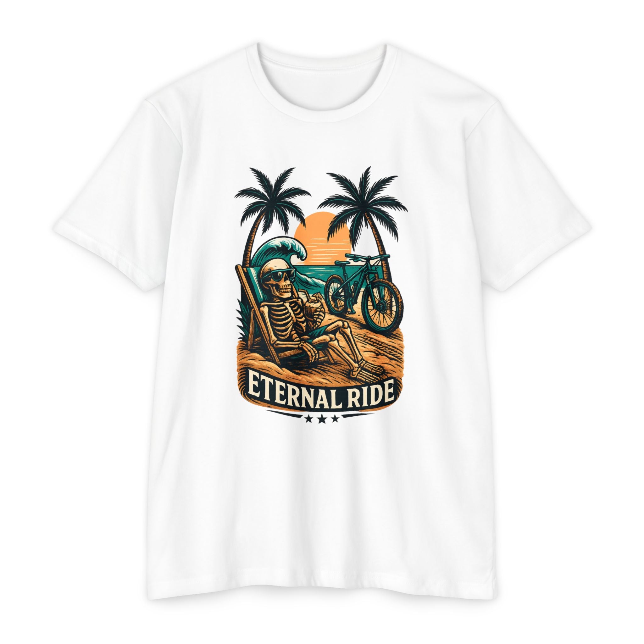 Eternal Ride – Single Track Dreamer Skeleton Beach Men's CVC Jersey T-Shirt