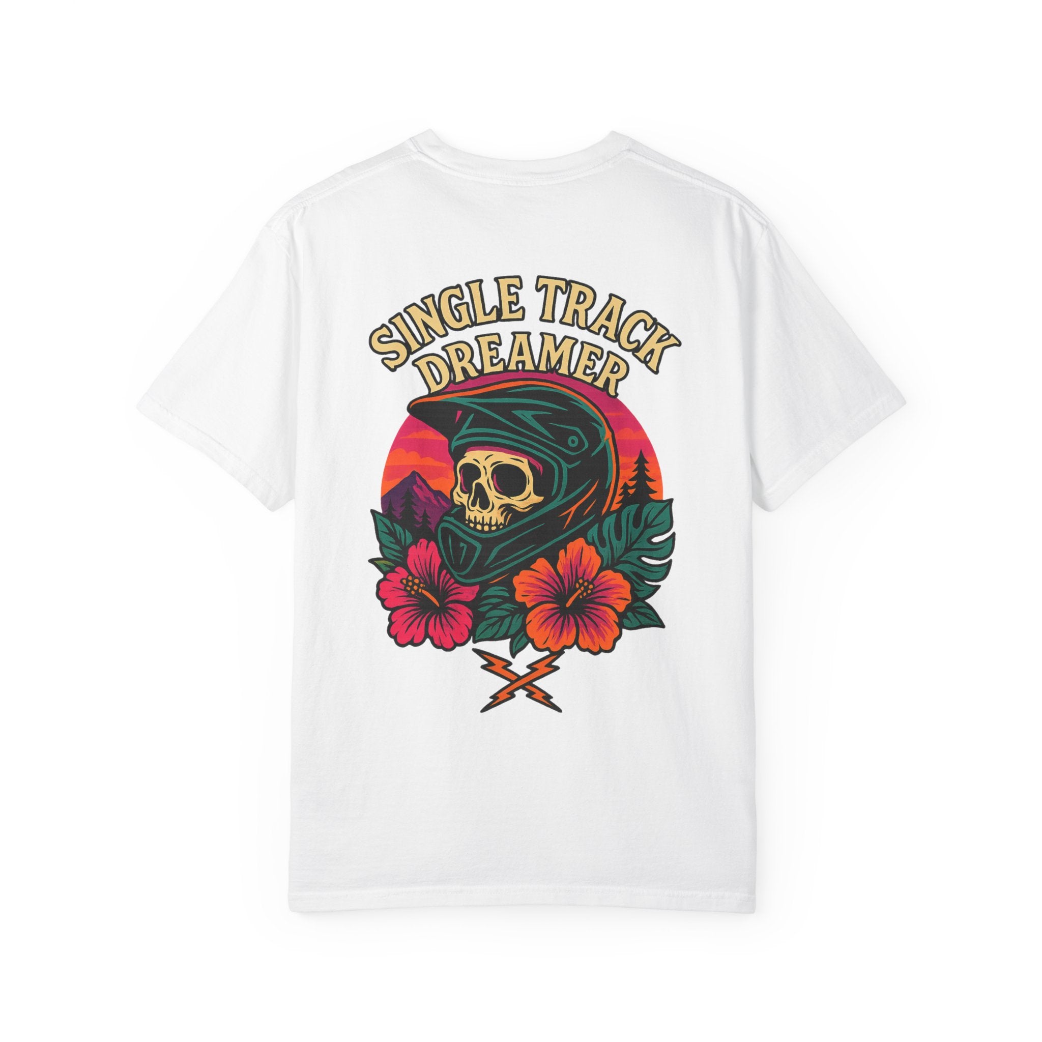 Skull-Sunset MTB Tee – Men's Garment-Dyed | Single Track Dreamer