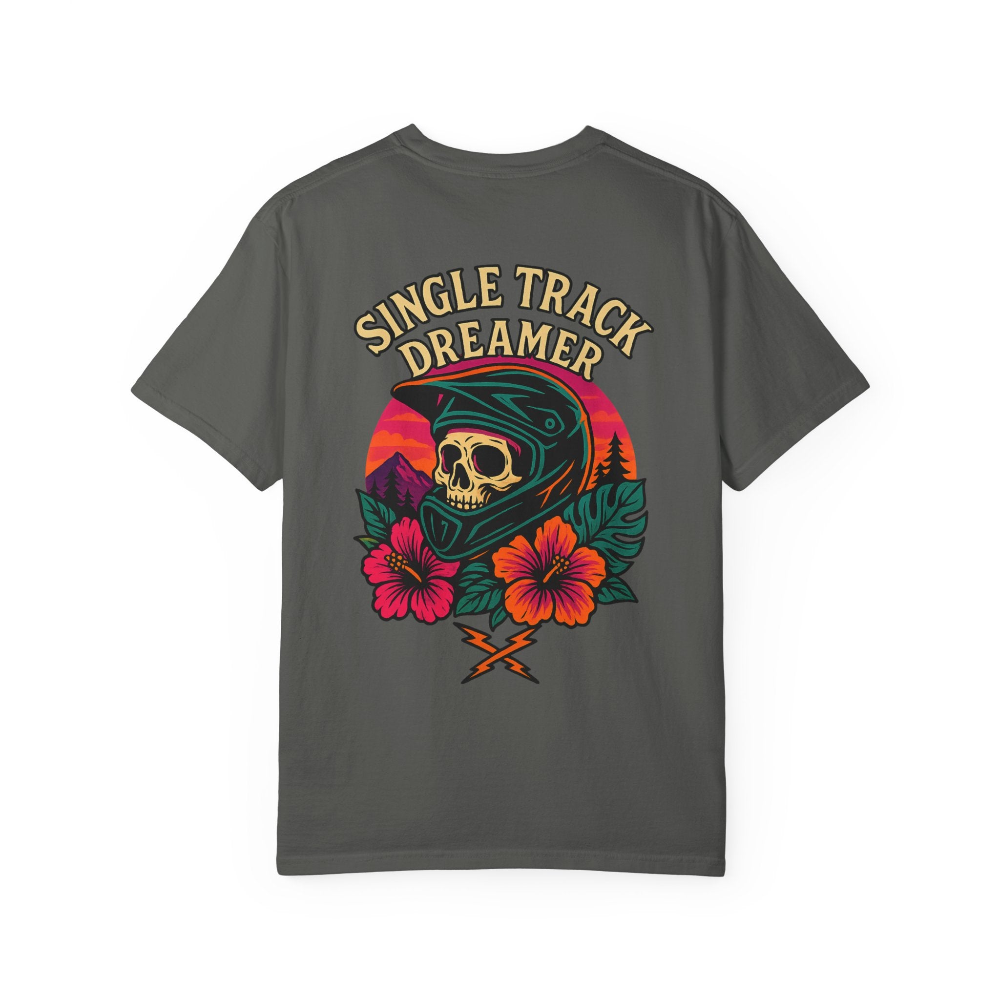 Skull-Sunset MTB Tee – Men's Garment-Dyed | Single Track Dreamer