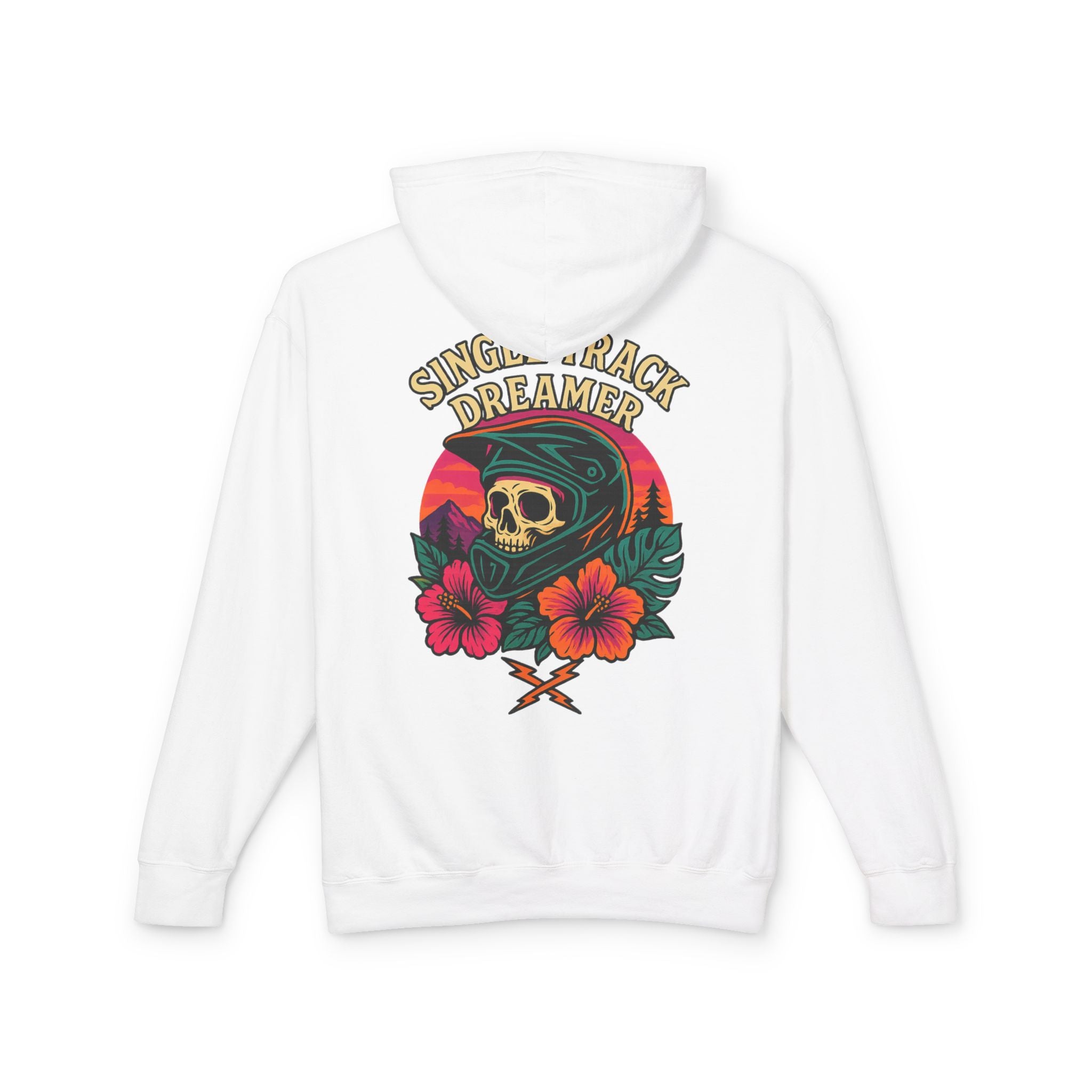 Skull-Sunset Lightweight Hoodie – Single Track Dreamer