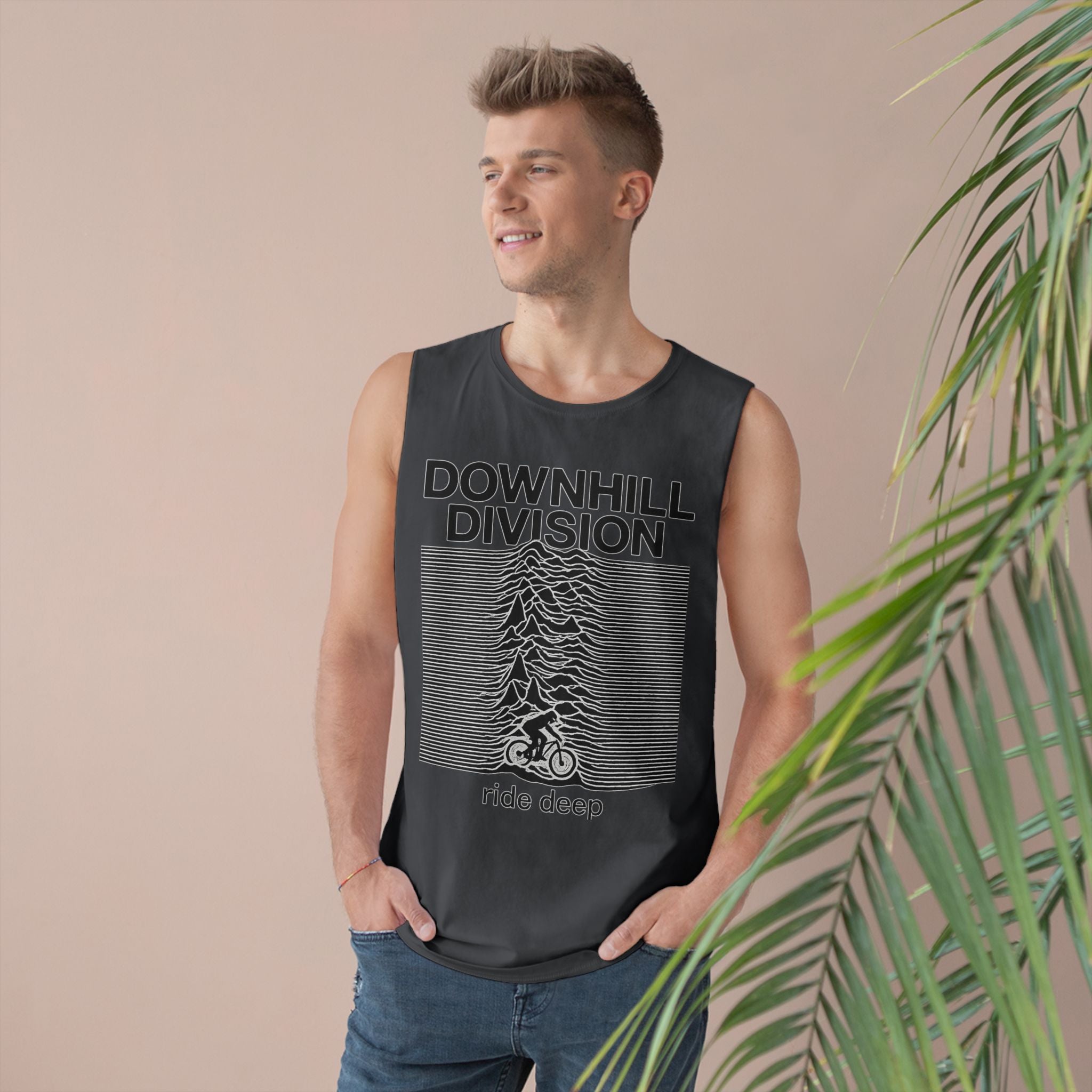 Men's Downhill Division Tank - Ride Deep Graphic Tee for Mountain Bikers