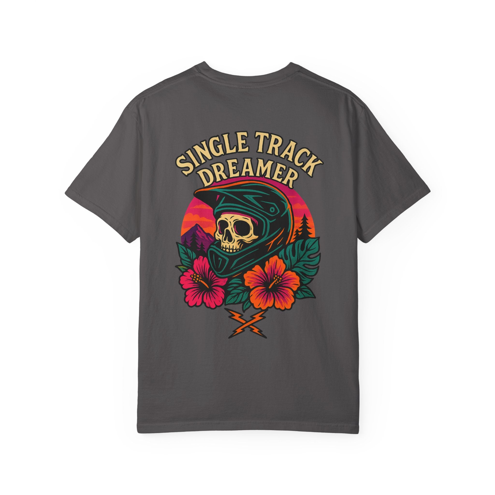 Skull-Sunset MTB Tee – Men's Garment-Dyed | Single Track Dreamer