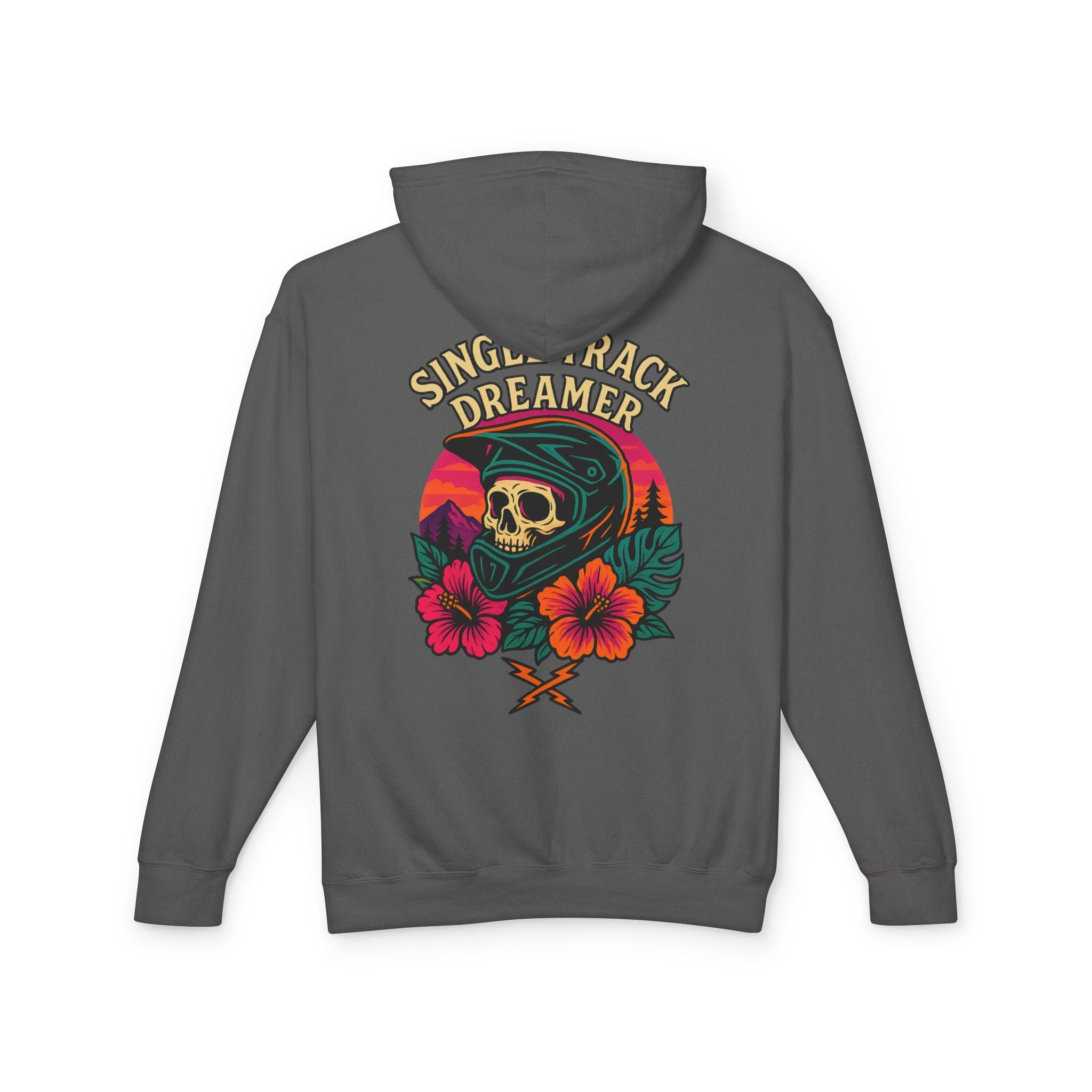 Skull-Sunset Lightweight Hoodie – Single Track Dreamer