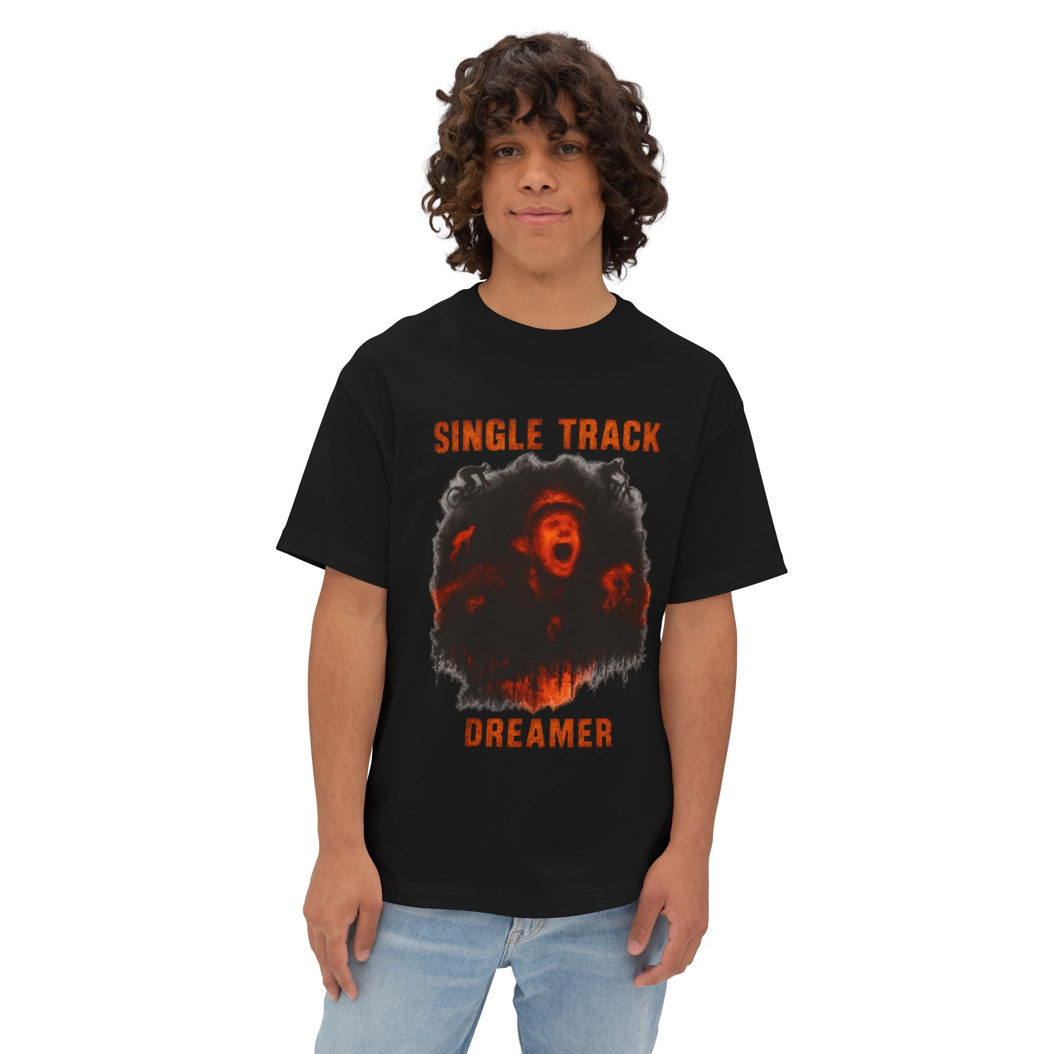 Single Track Dreamer Oversized Tee - Men's Graphic T-Shirt for Mountain Bikers