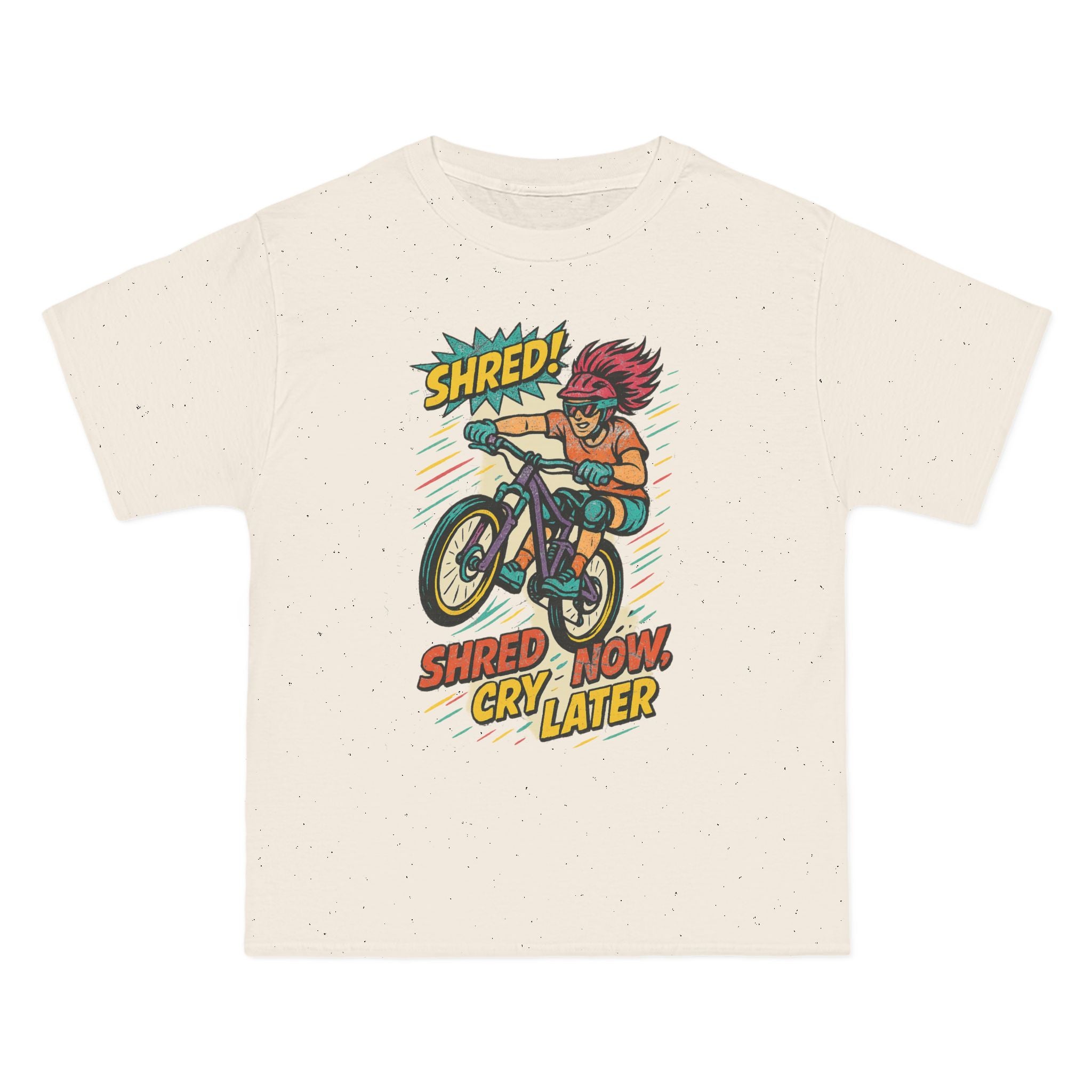 Fun Retro Biker Graphic Tee - 'Shred Now, Cry Later'