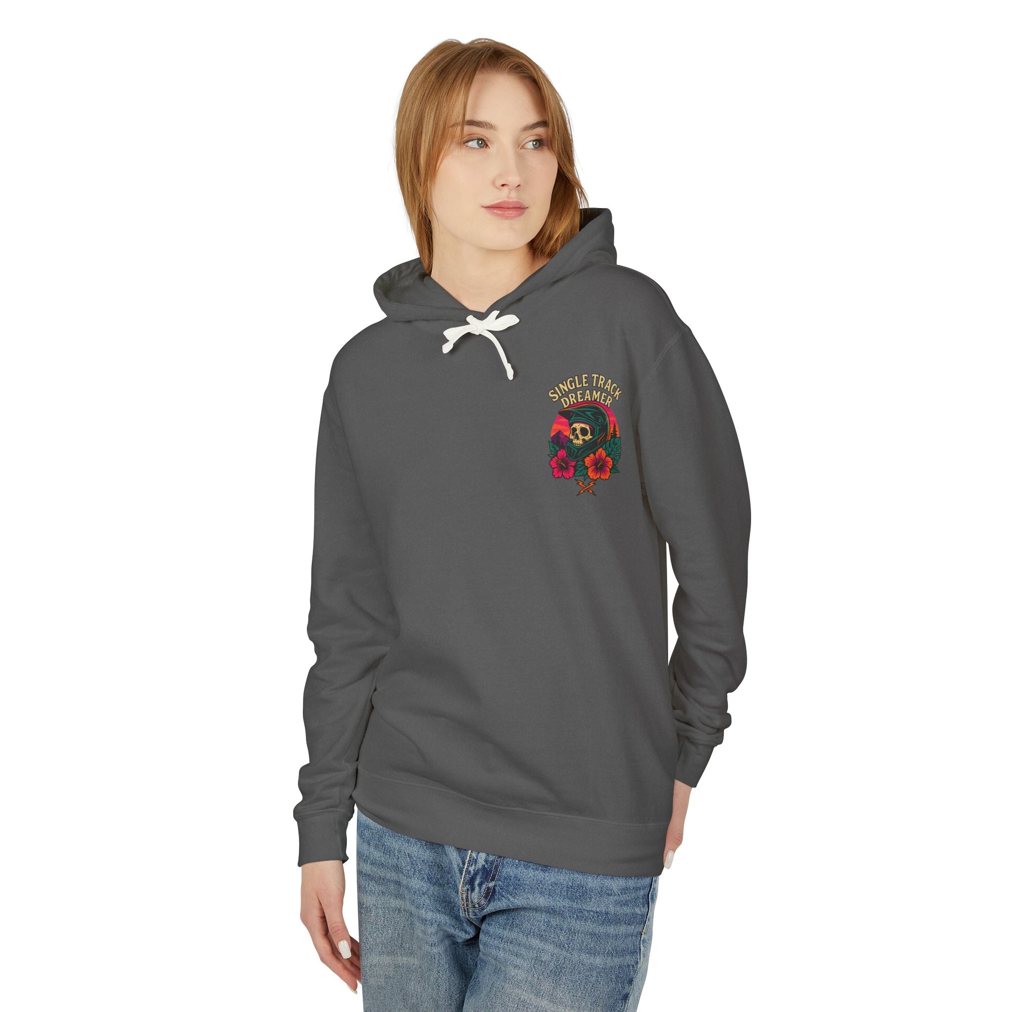 Skull-Sunset Lightweight Hoodie – Single Track Dreamer