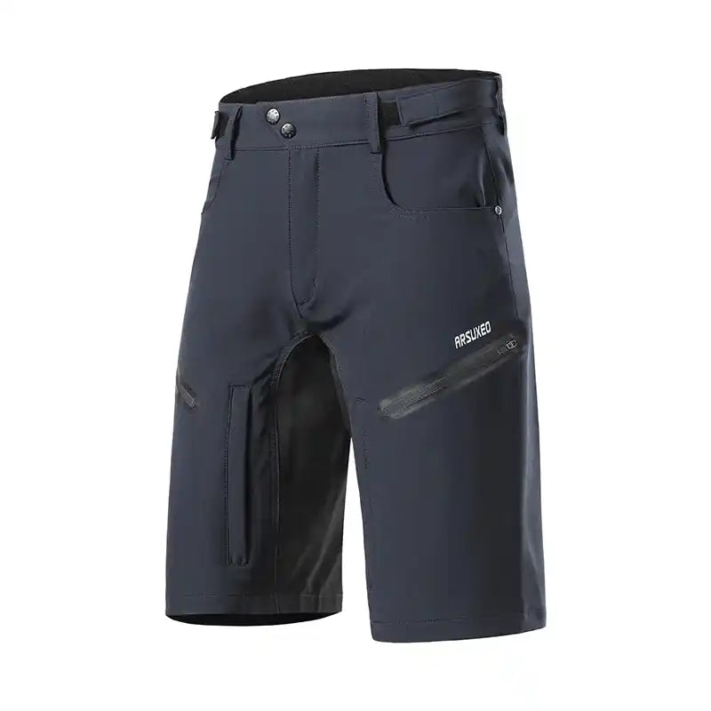 Dark gray ARSUXEO MTB Shorts offering breathability and quick-dry performance, ideal for cycling and outdoor sports.