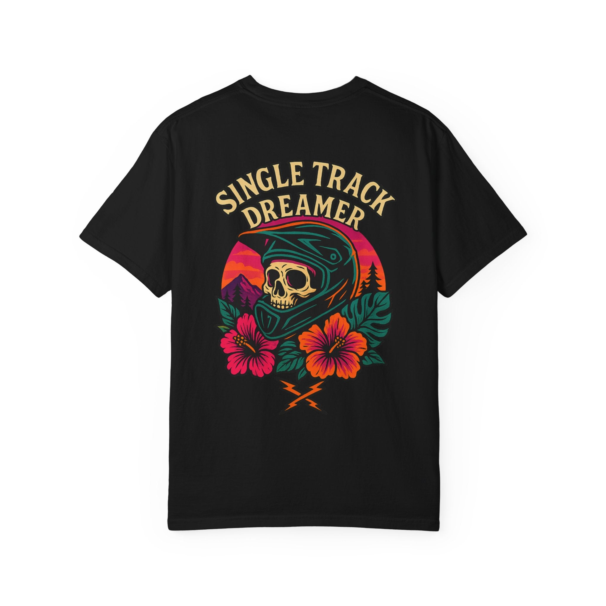 Skull-Sunset MTB Tee – Men's Garment-Dyed | Single Track Dreamer