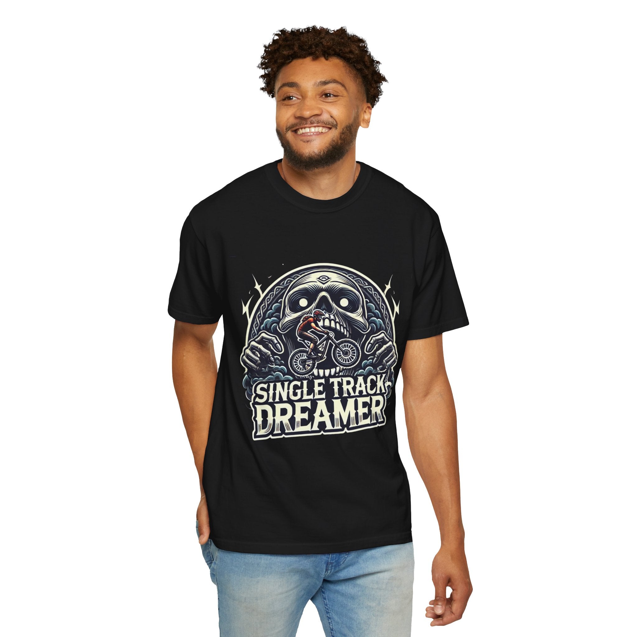 Men's Single Track Dreamer T-shirt - Bold Graphics Unisex Garment-Dyed Tee