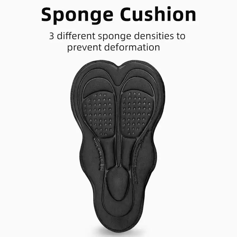 Close-up of ROCKBROS 3-density sponge cushion pad for cycling shorts, designed to reduce pressure and improve comfort during long rides.
