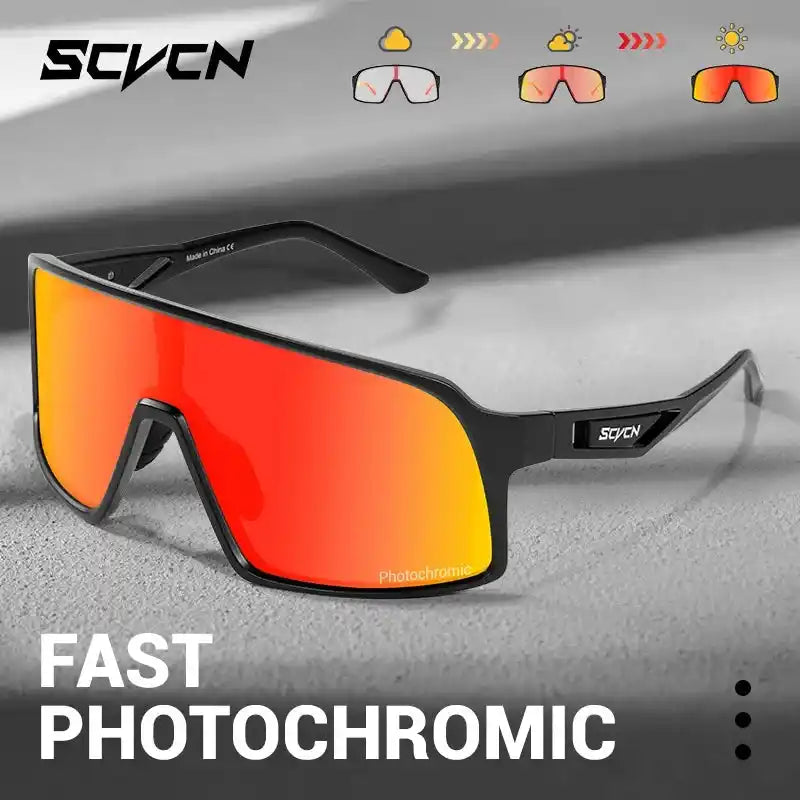 High Impact Resistance - UV400 Cycling Lenses featuring fast photochromic red lenses for high-speed sports and UV protection in bright sunlight.