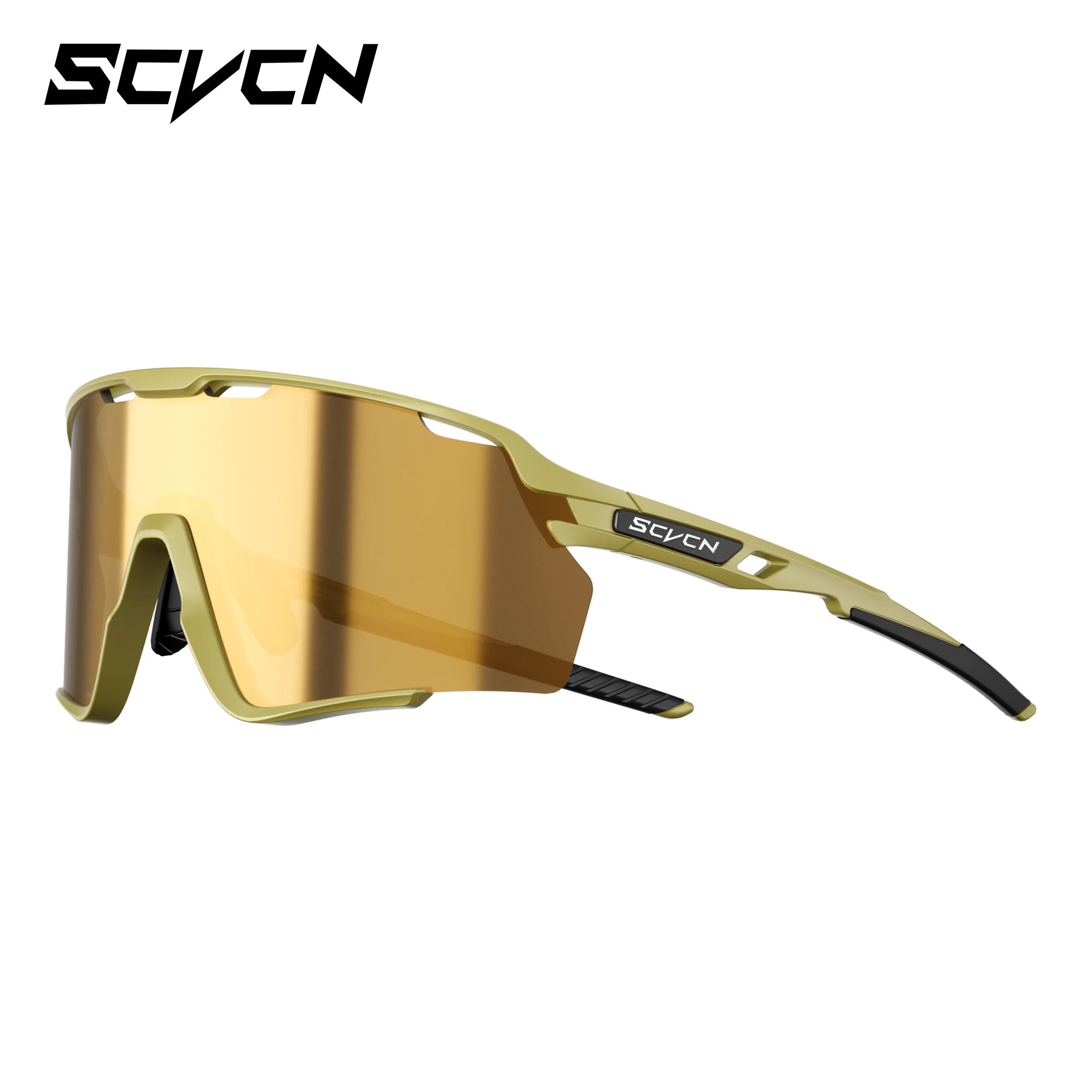 High-performance cycling glasses with golden UV400 lens and anti-slip nose pad, ideal for mountain biking and outdoor sports.