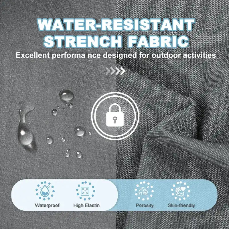 Close-up of X-TIGER waterproof stretch fabric showing water resistance, elasticity, and skin-friendly texture for mountain biking shorts.