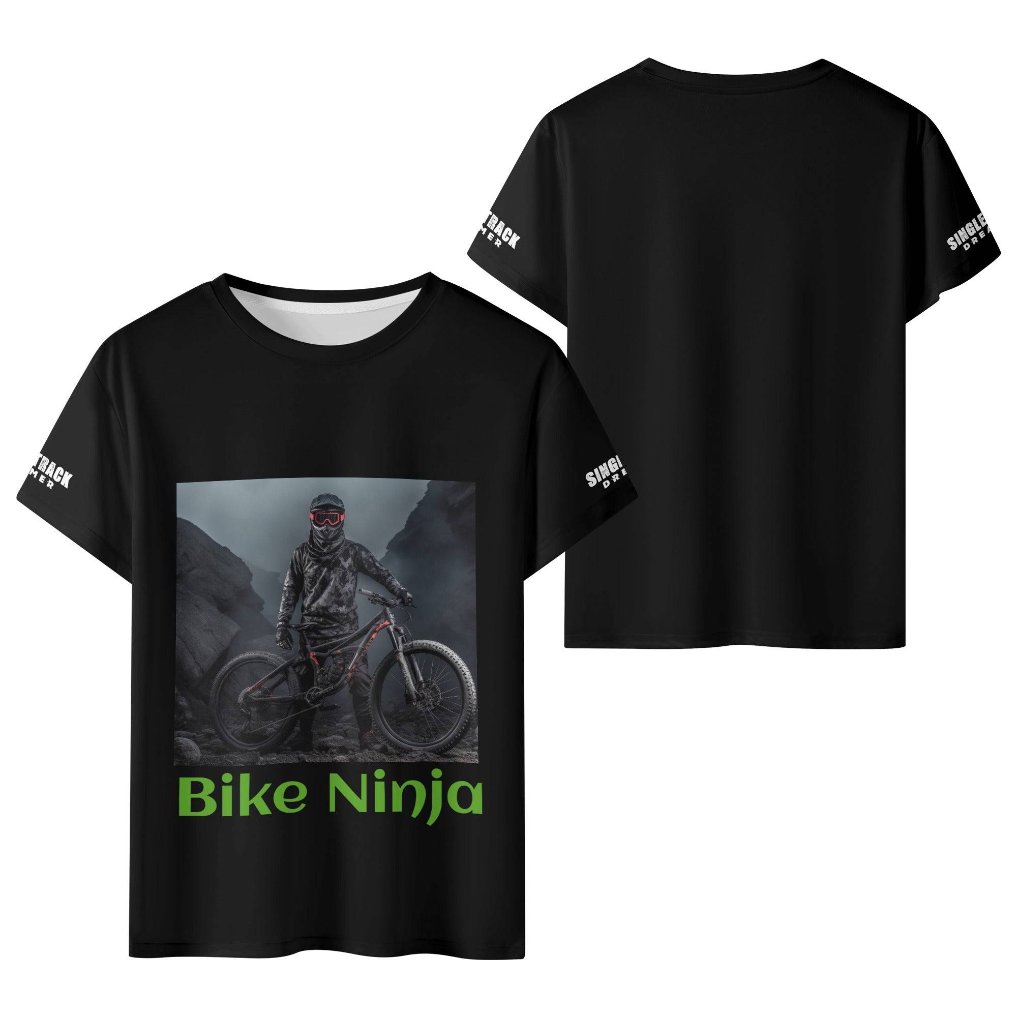 BOYS T SHIRT | BIKE NINJA | BLACK | XS - XL - Single Track Dreamer