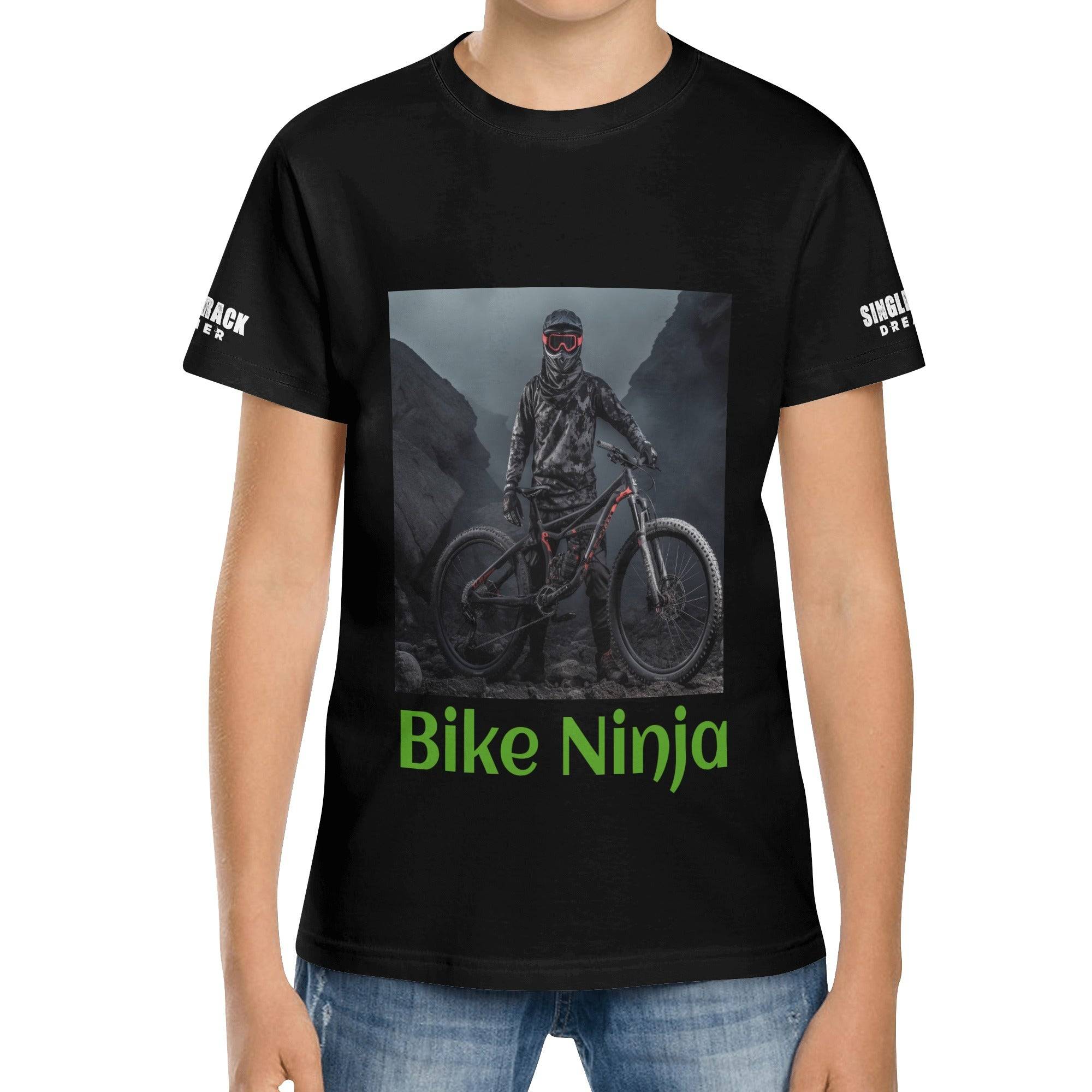 BOYS T SHIRT | BIKE NINJA | BLACK | XS - XL - Single Track Dreamer