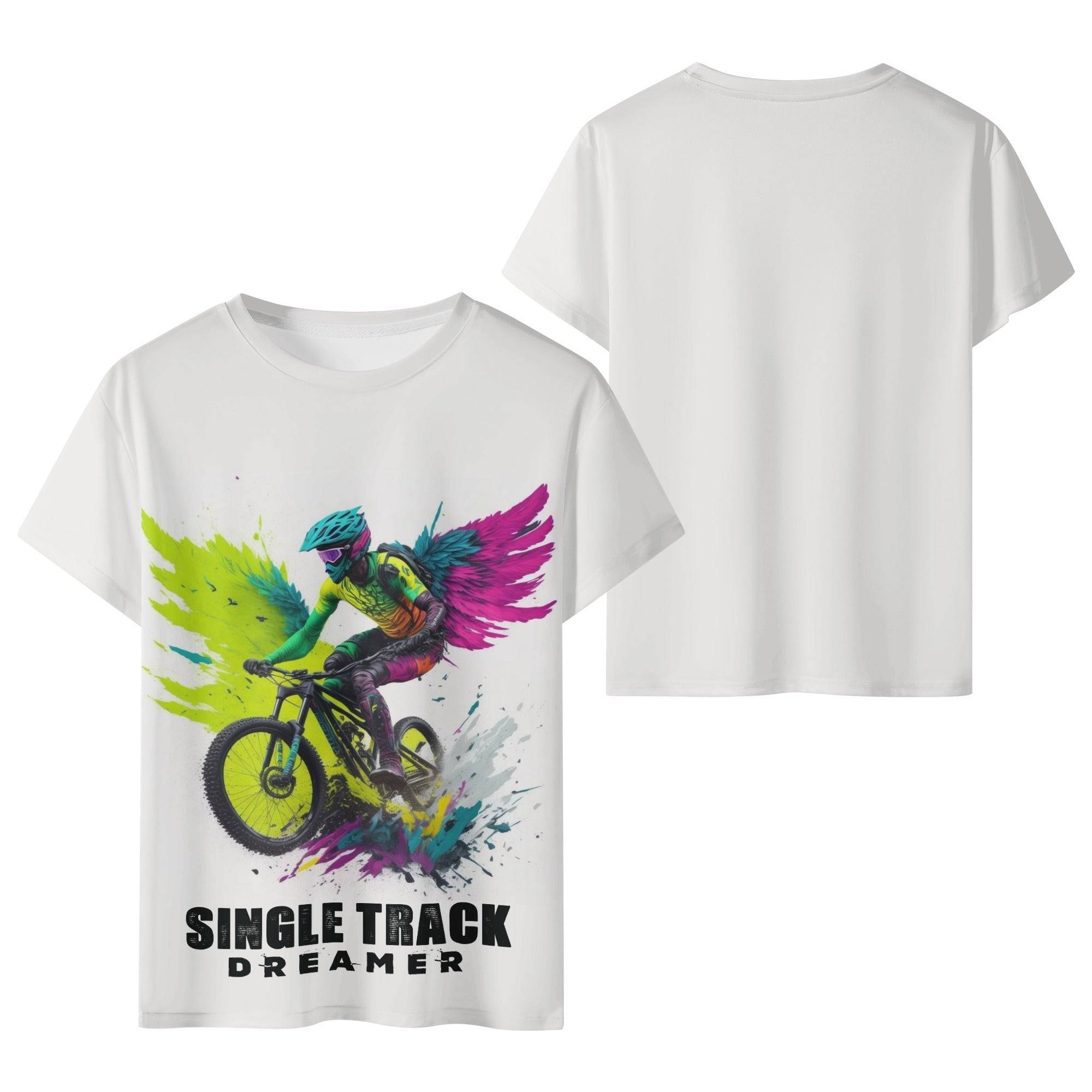 BOYS TSHIRT | MOUNTAIN BIKER WITH ANGEL WINGS | XS - XL - Single Track Dreamer