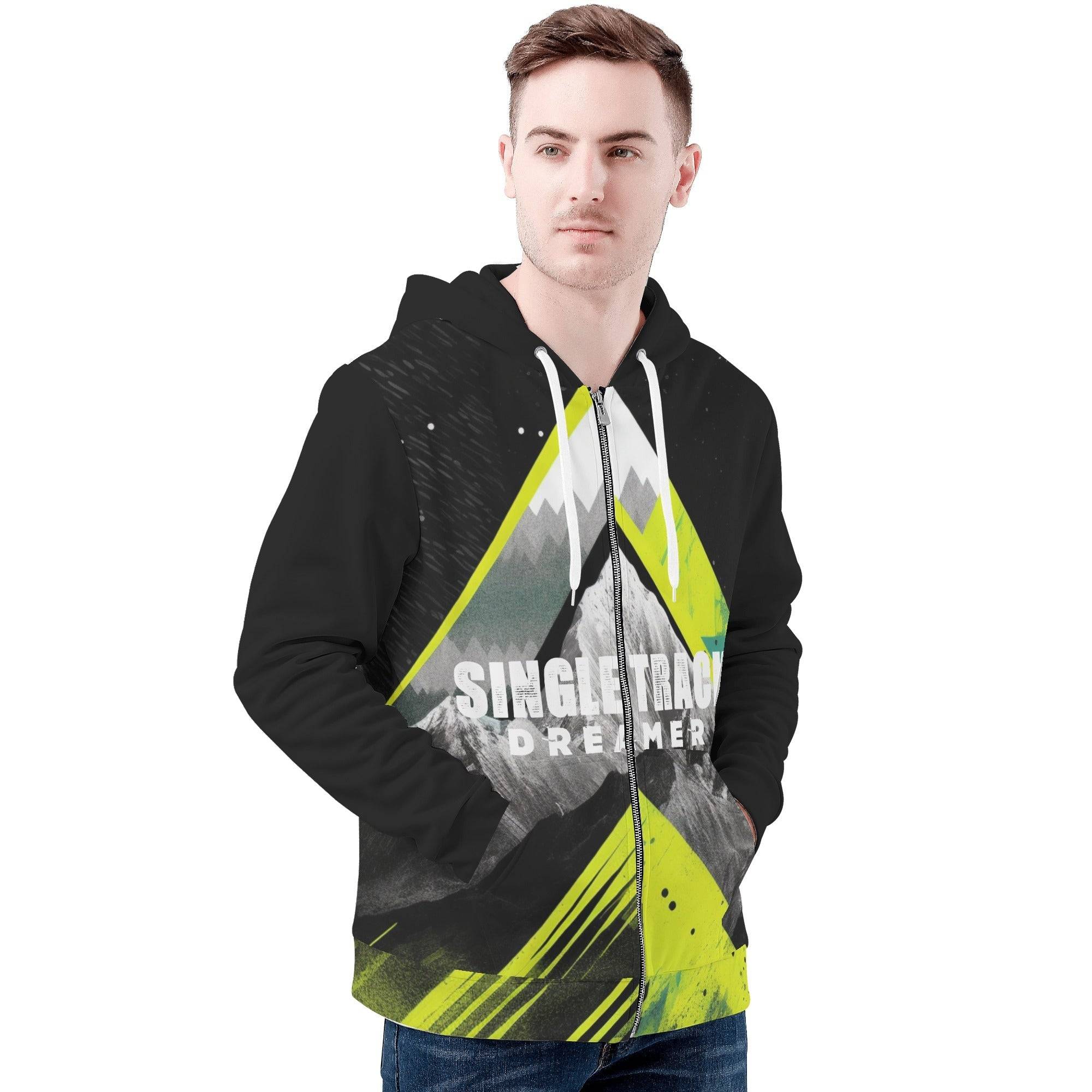 HOODIE | MOUNTAIN DESIGN | BLACK | S - 4XL - Single Track Dreamer