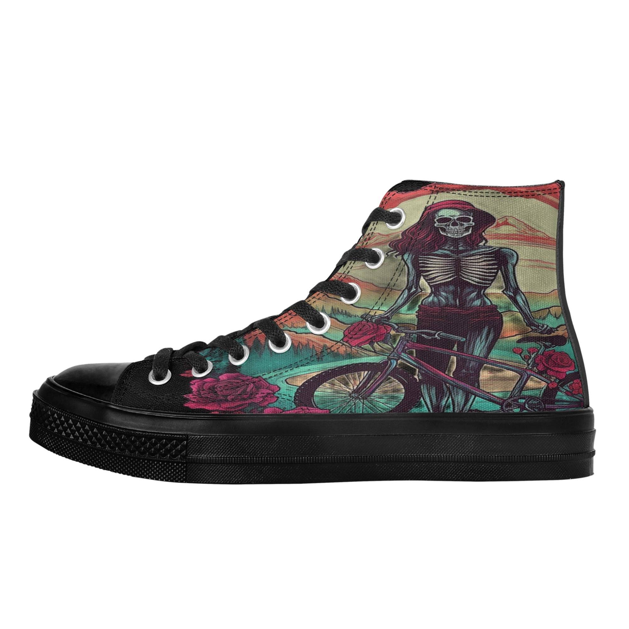 Women's Classic Black High Top Canvas Shoes - Single Track Dreamer