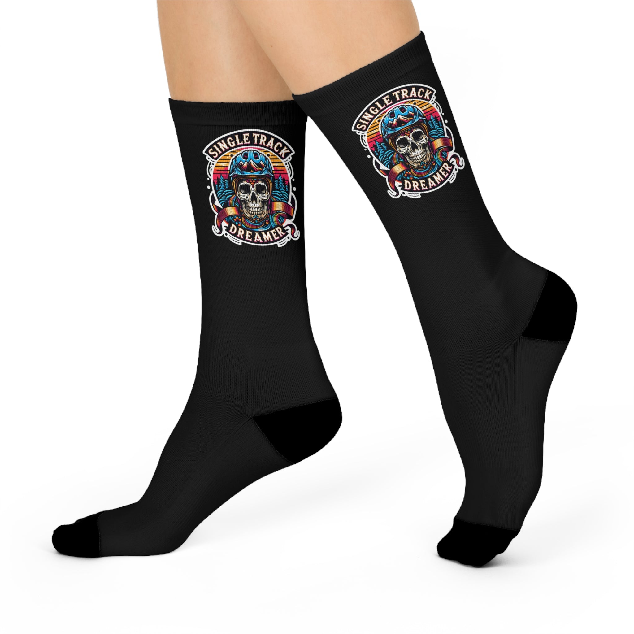 MTB Socks | Single Track Dreamer Skull, Black
