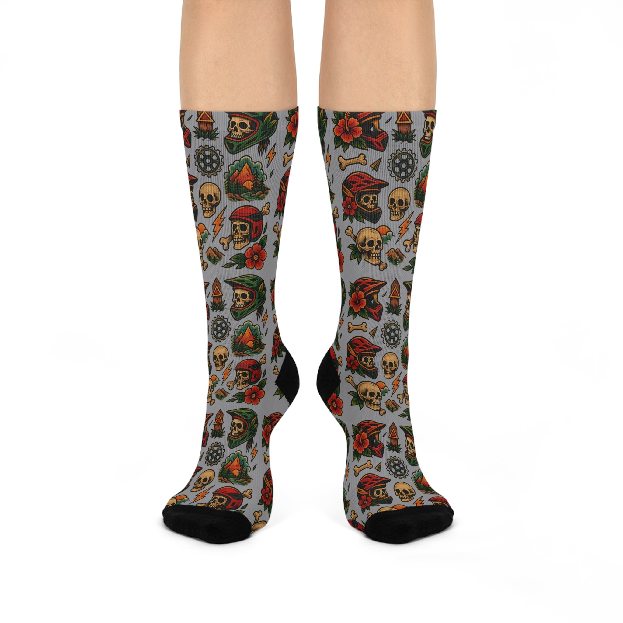 Vintage Skull  Cushioned Crew Socks – Casual Comfort