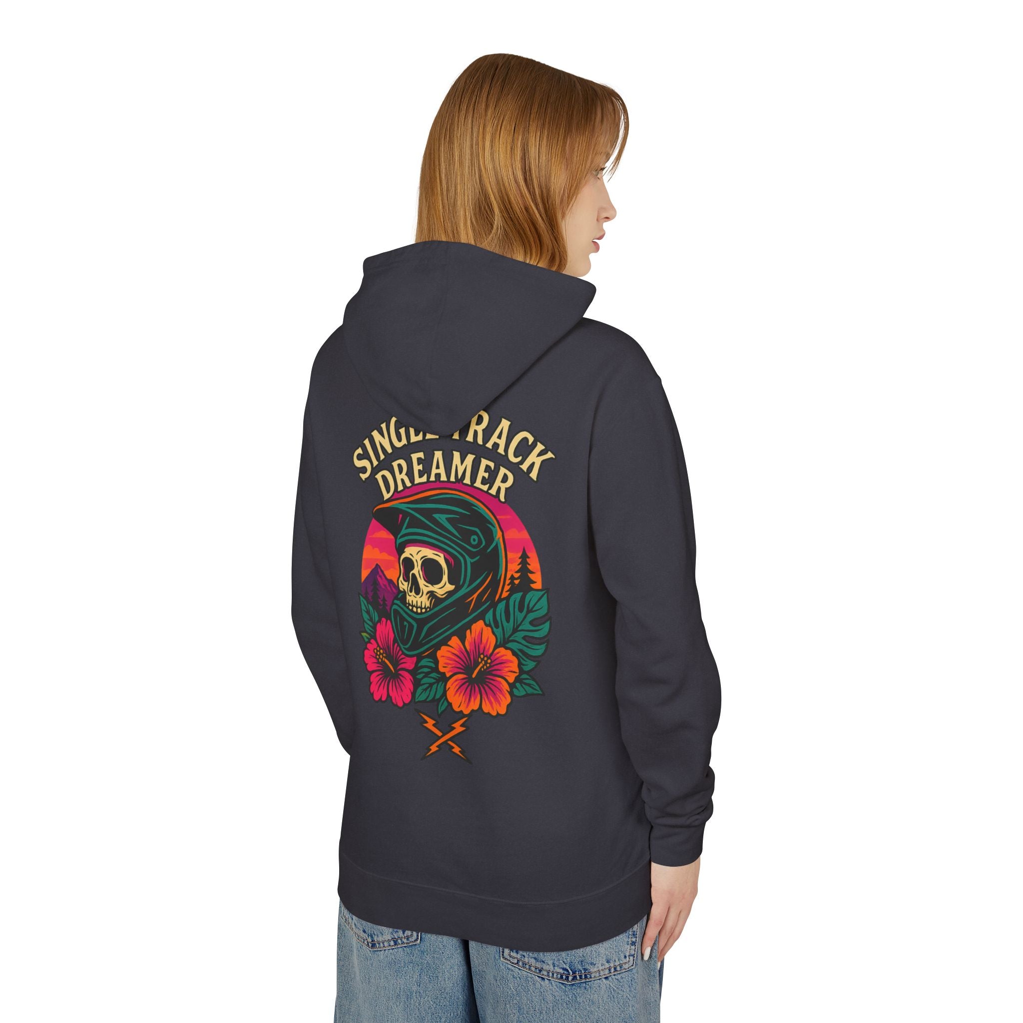 Skull-Sunset Lightweight Hoodie – Single Track Dreamer