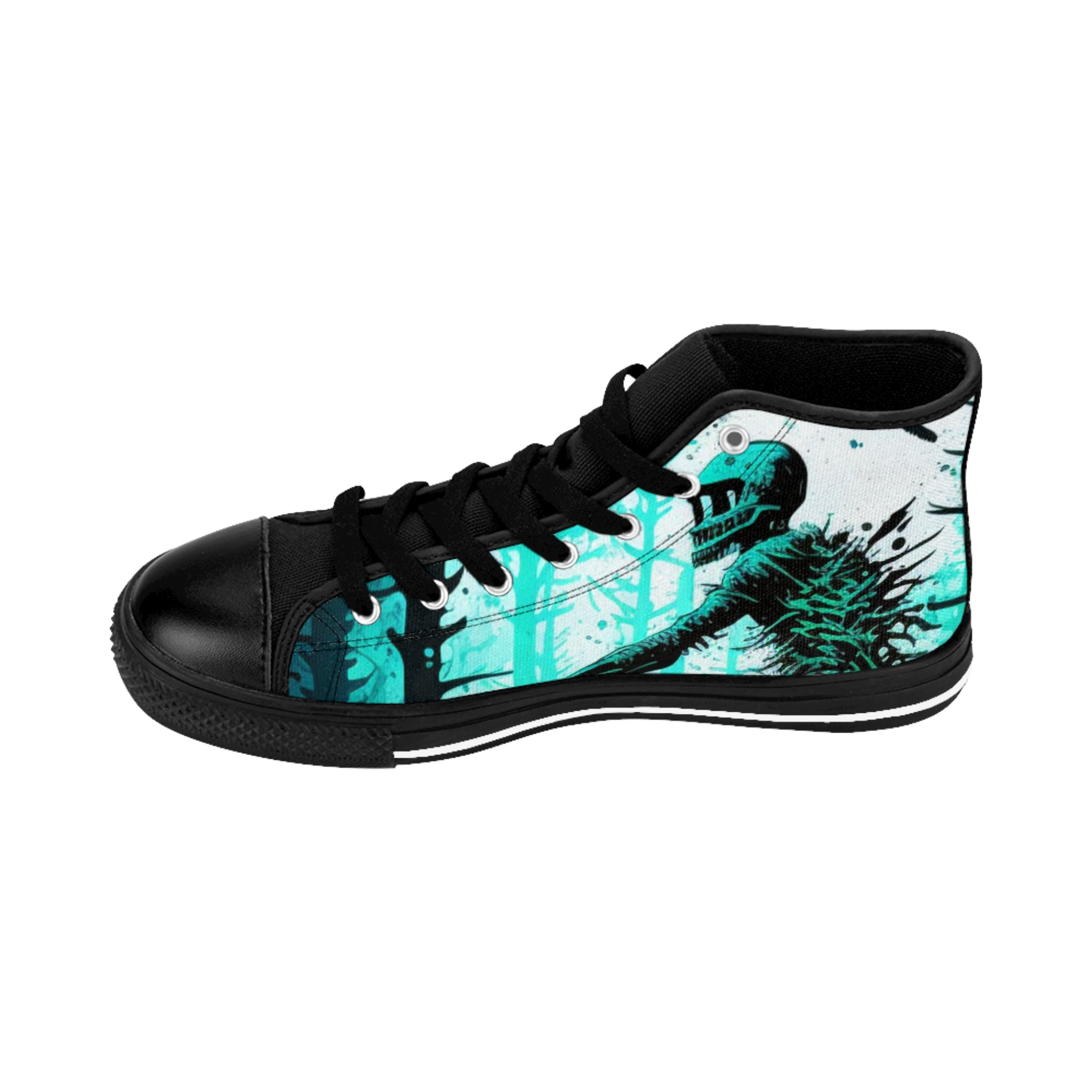 Men’s MTB Forest Splash High-Top Sneakers – Bold Rider Art, Durable Nylon Canvas