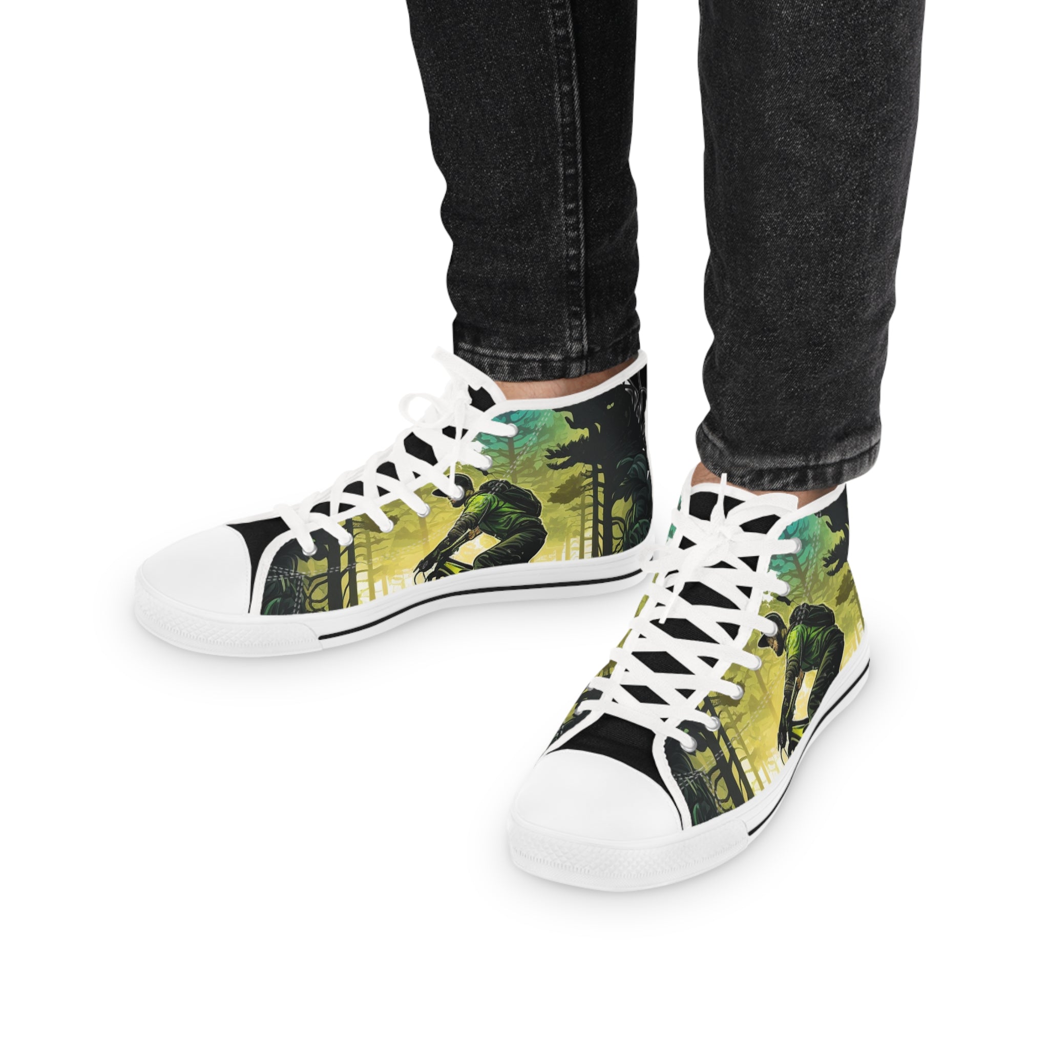 Men’s High Top MTB Sneakers – Breathable Canvas | Shock-Absorbing Trail Rider Shoes