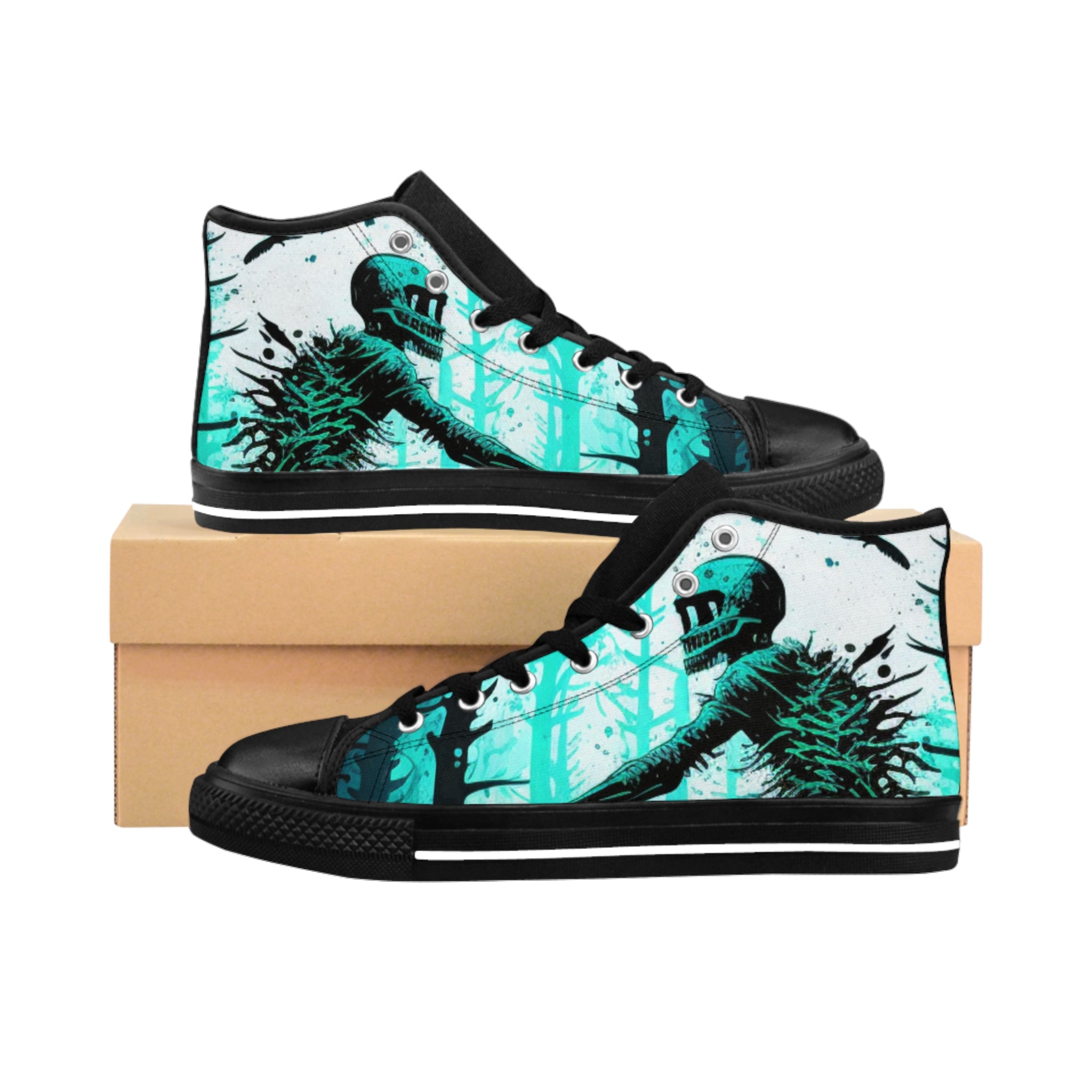 Men’s MTB Forest Splash High-Top Sneakers – Bold Rider Art, Durable Nylon Canvas