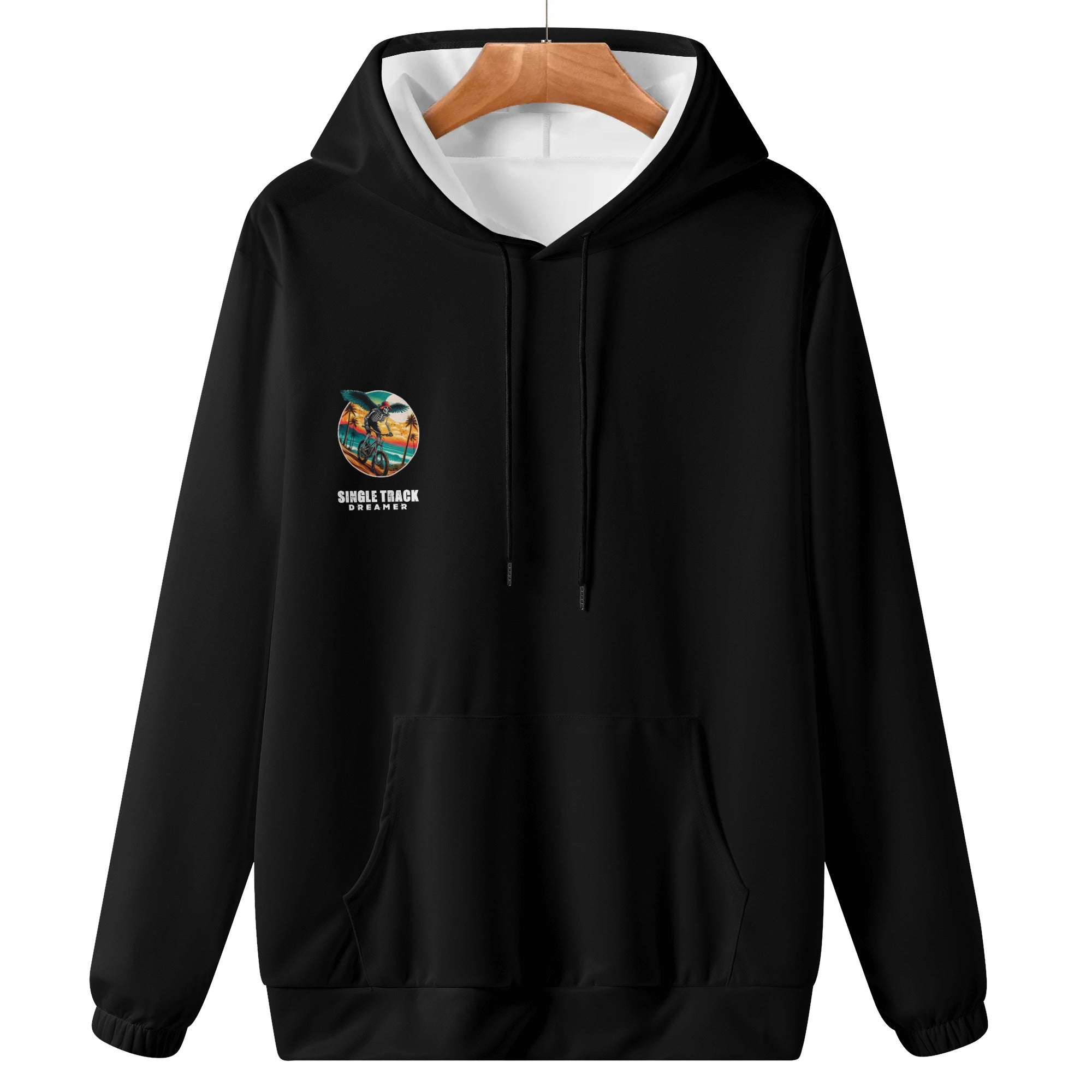 a black hoodie with a white hoodie and a black and white hoodie