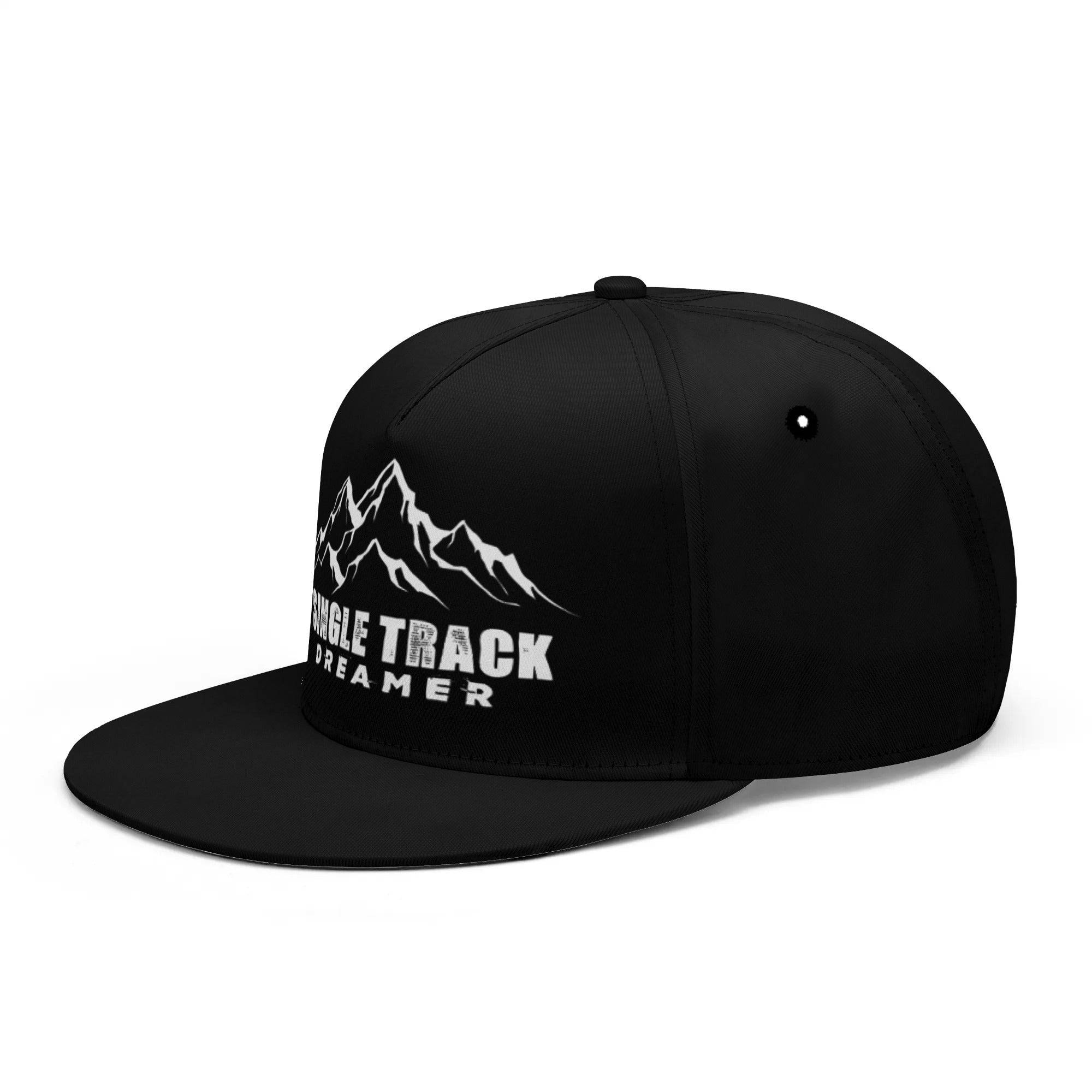 a black hat with a mountain on it
