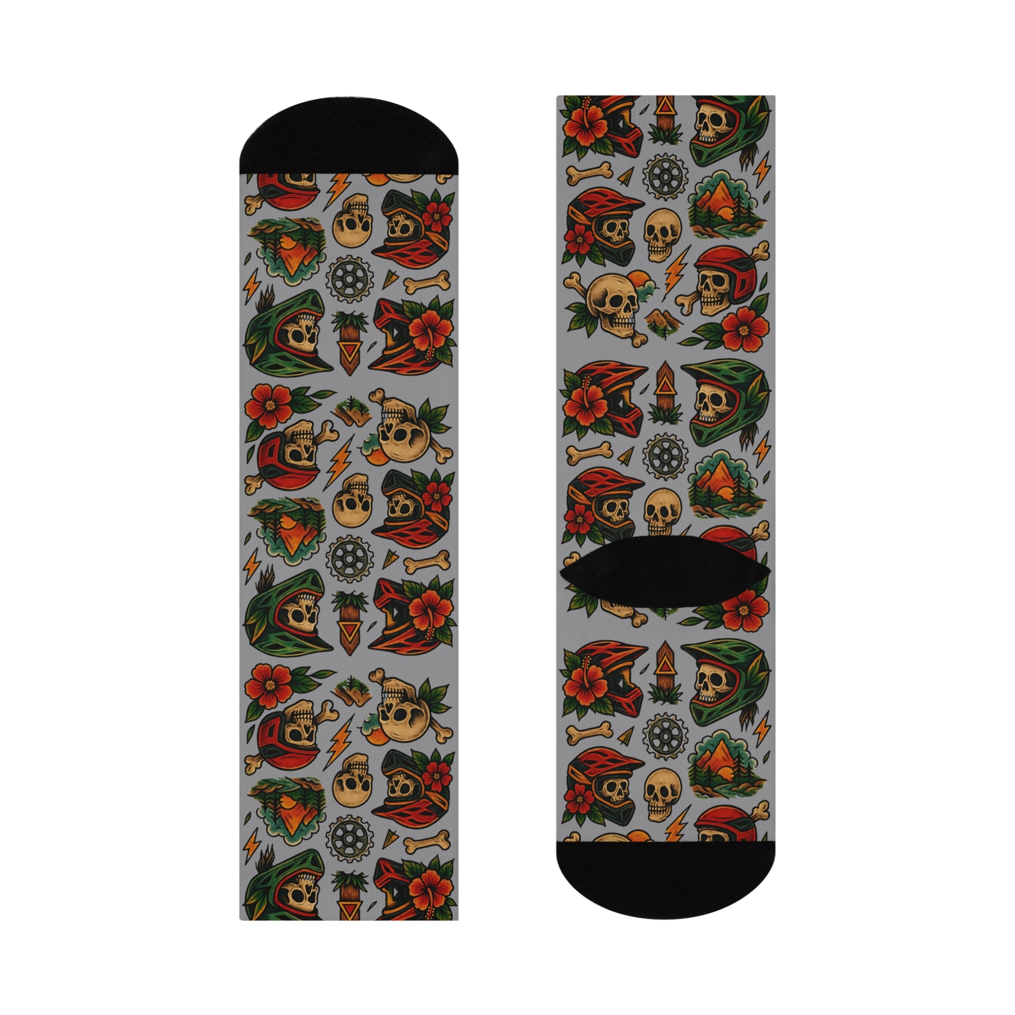 Vintage Skull  Cushioned Crew Socks – Casual Comfort